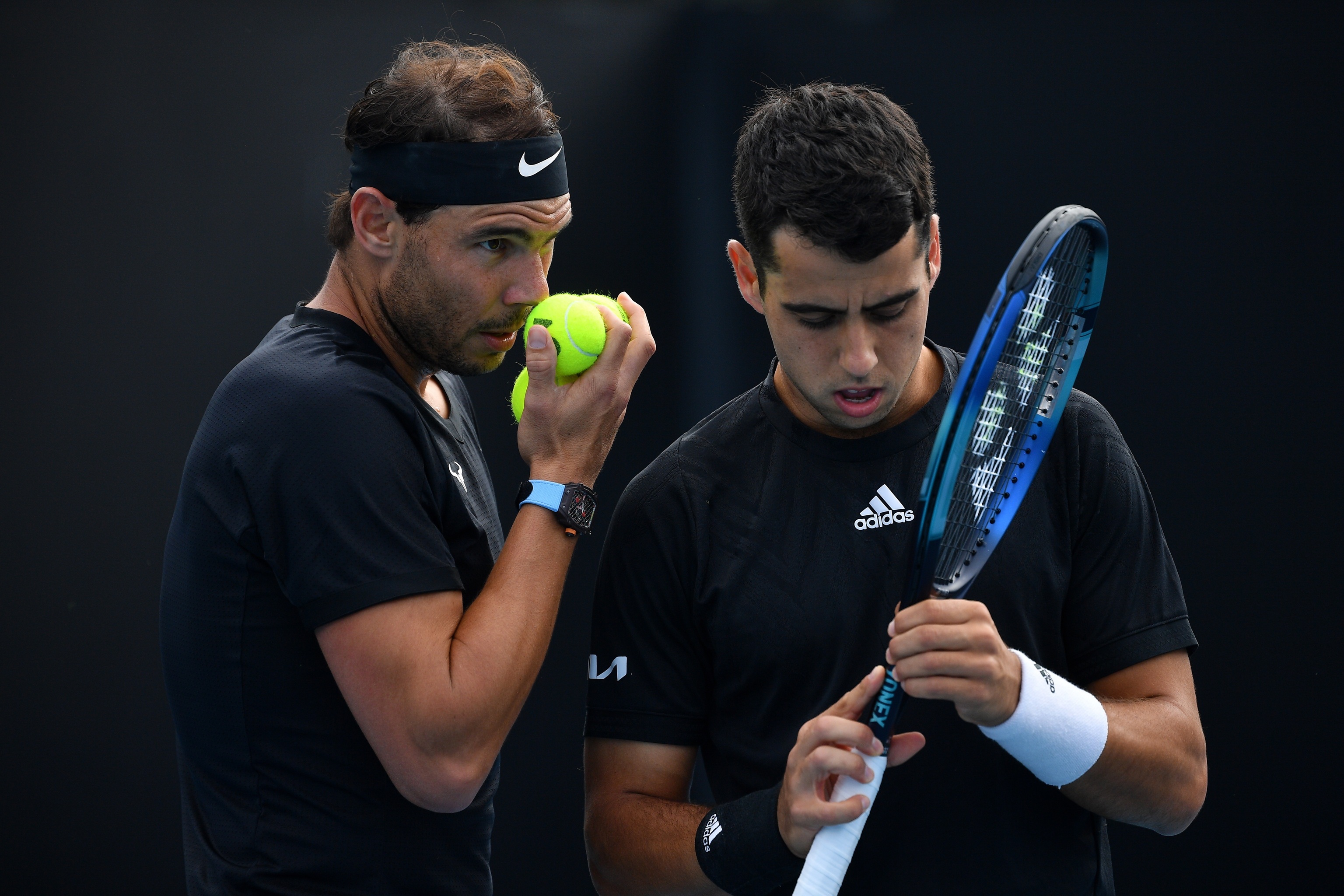 Nadal y Munar, durante su estreno en dobles en Melbourne.