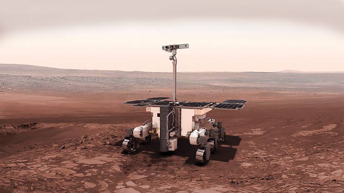 Recreacin del rover Rosalind Franklin en Marte.