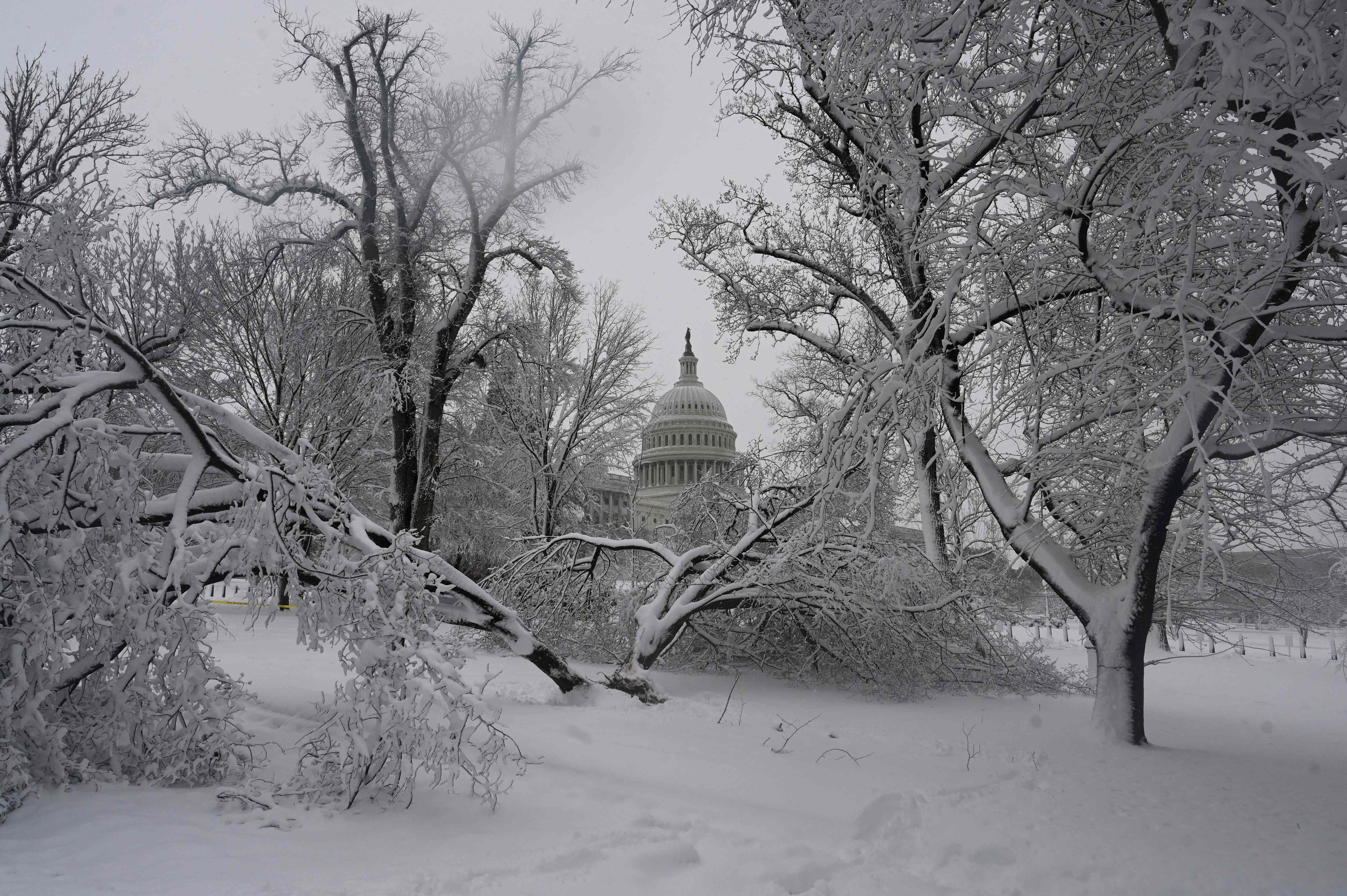 Aspecto del Capitolio este martes tras la tormenta de nieve.