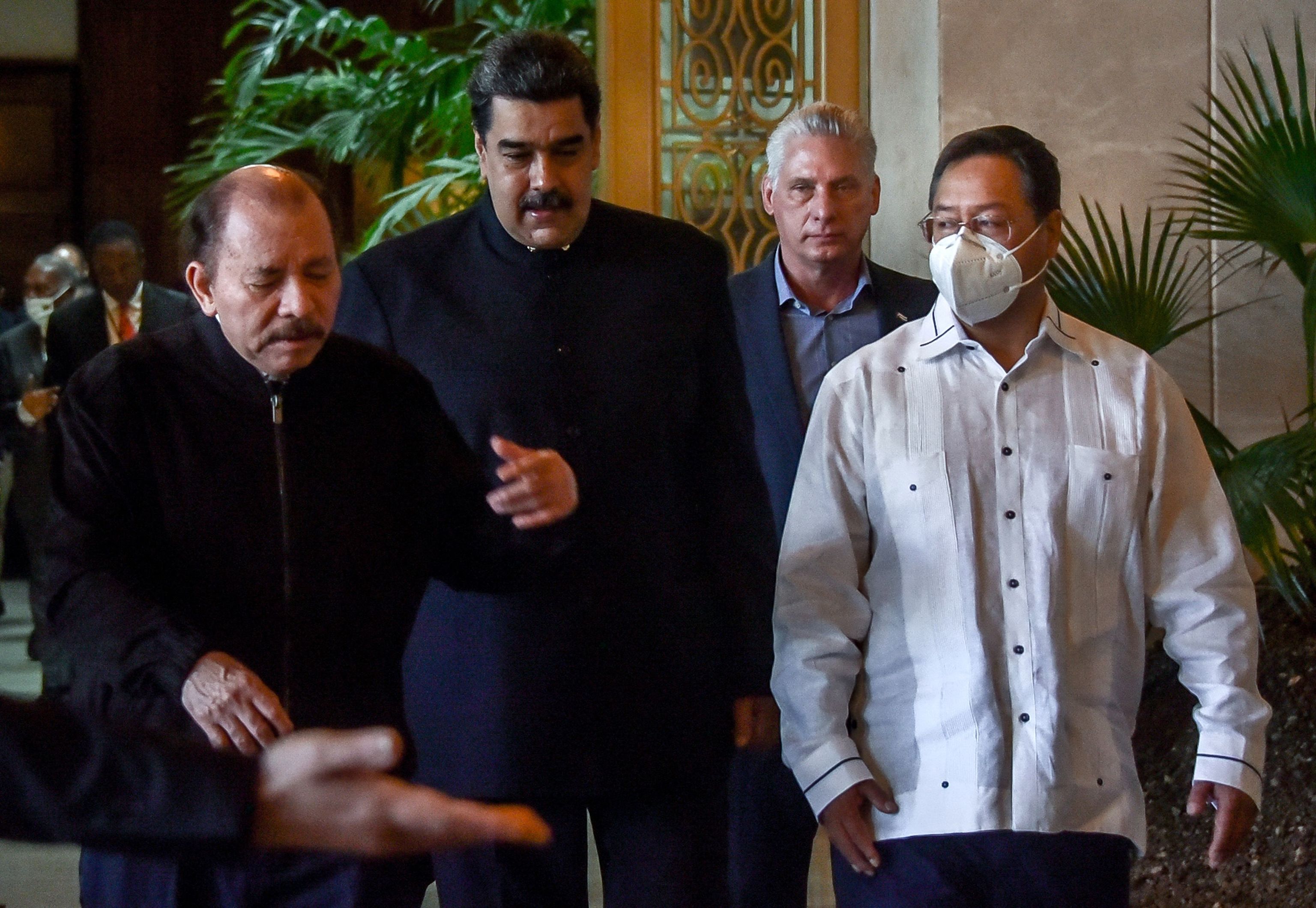 De izda. a dcha.: Daniel Ortega, Nicols Maduro, Miguel Diaz-Canel y Luis Arce.
