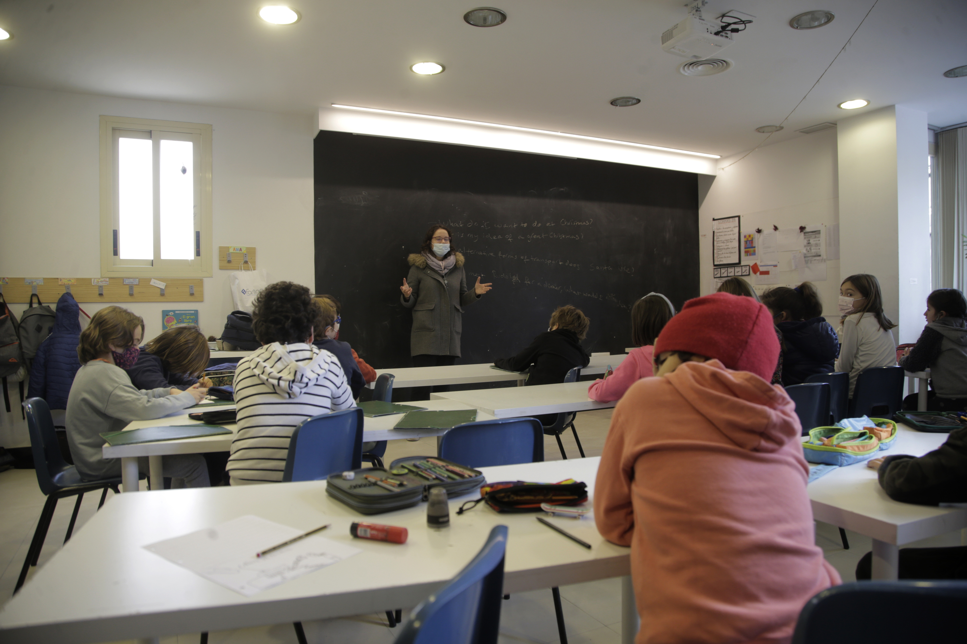 Un aula en un colegio madrileño.
