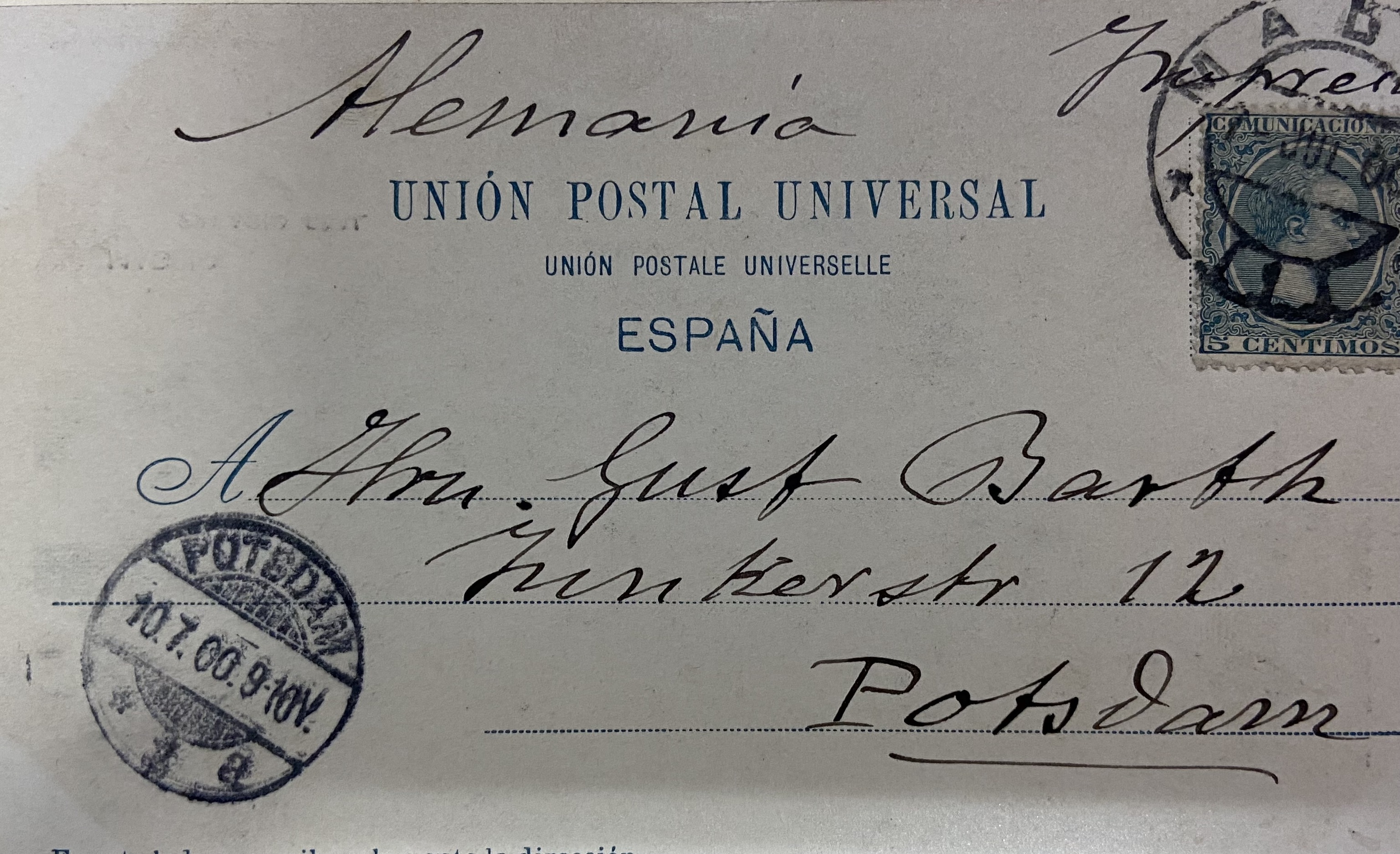Postal circulada en 1896 con el 'pelón', Alfonso XIII de niño. Editada por la imprenta Hauser y Menet.