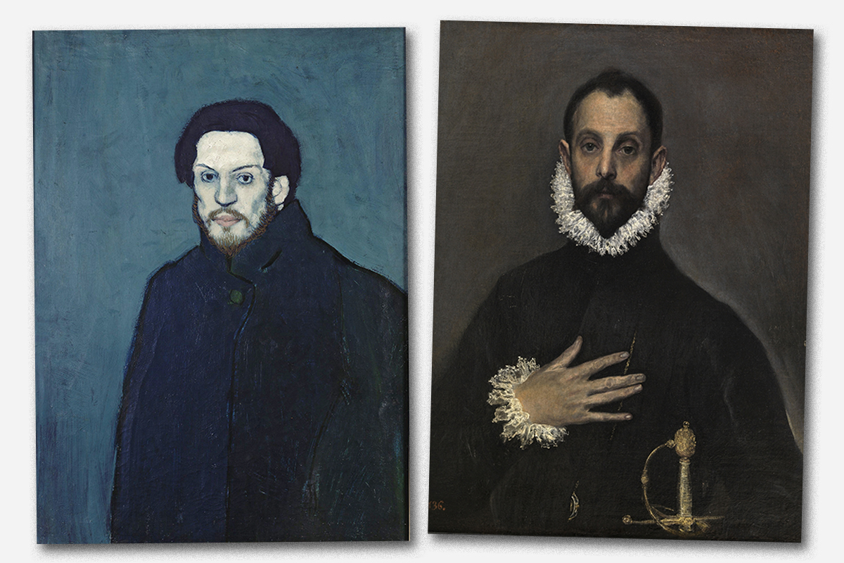 'Autorretrato' (1901, de Picasso, y el 'Caballero...' (1580), de El Greco.