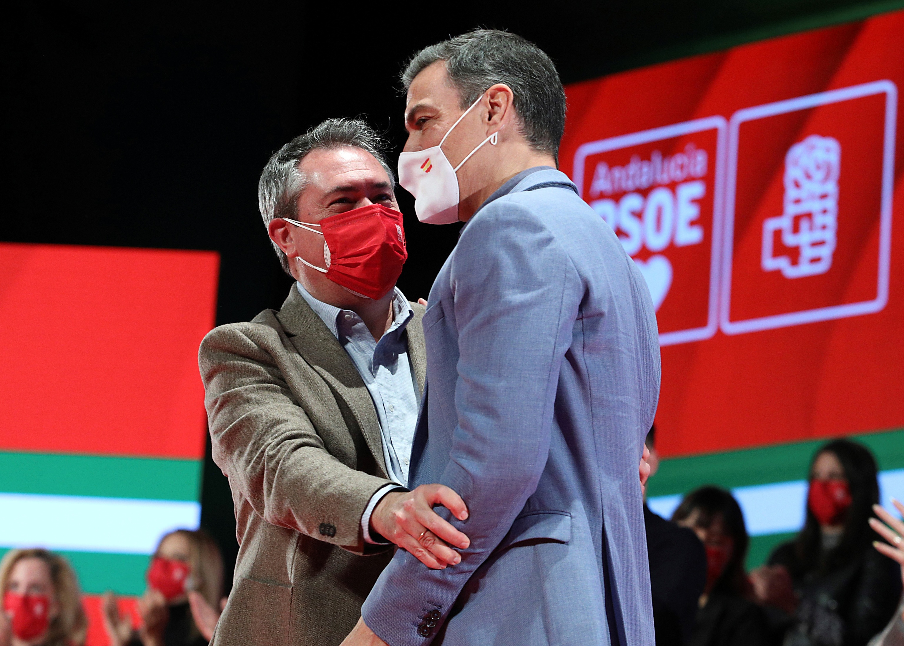 El candidato a la Junta del PSOE andaluz, Juan Espadas, con Pedro Snchez este sbado en Granada.