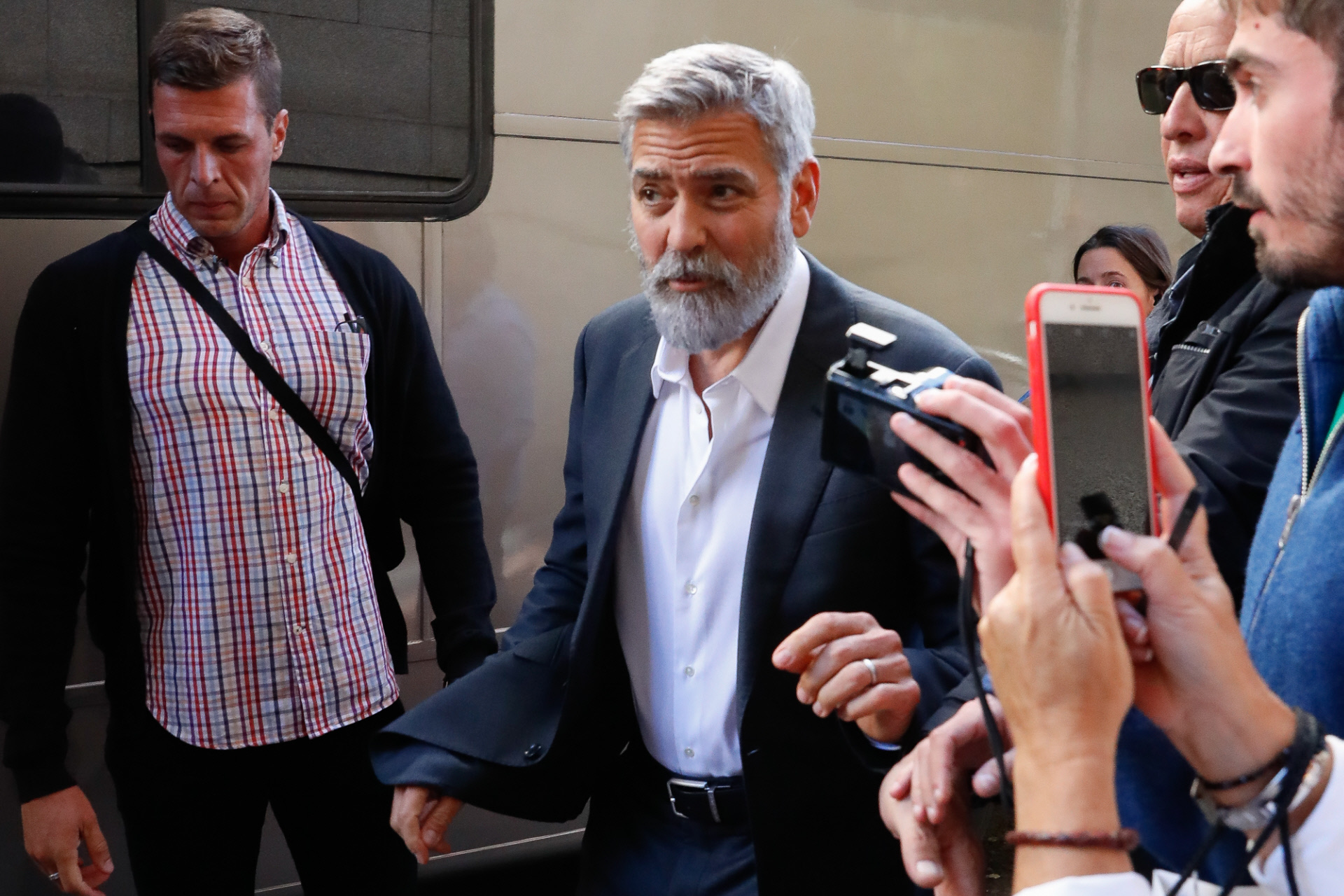 George Clooney rodando un spot en Madrid.