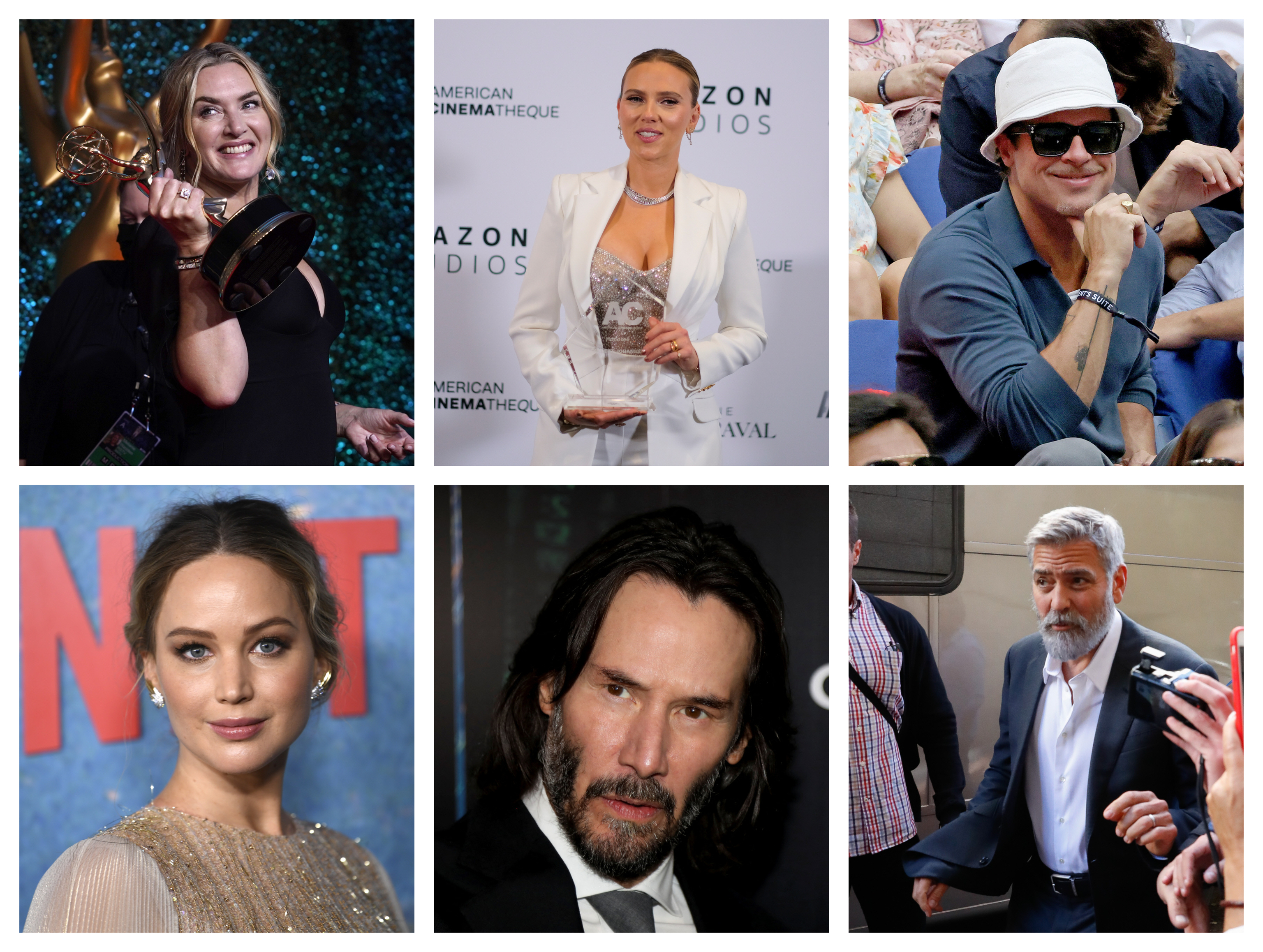 Kate Winslet, Scarlett Johansson, Brad Pitt, Jennifer Lawrence,Keanu Rives y George Clooney.