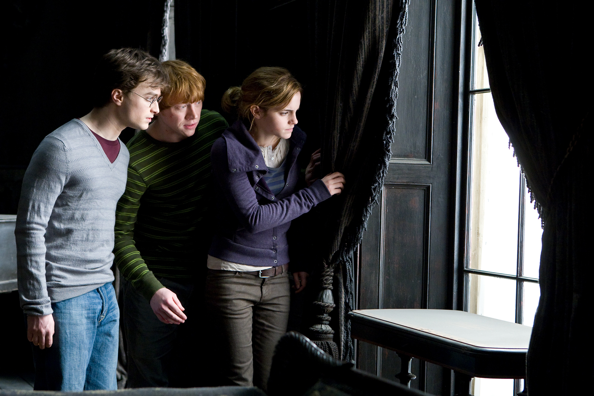 Daniel Radcliffe, Rupert Grint y Emma Watson.