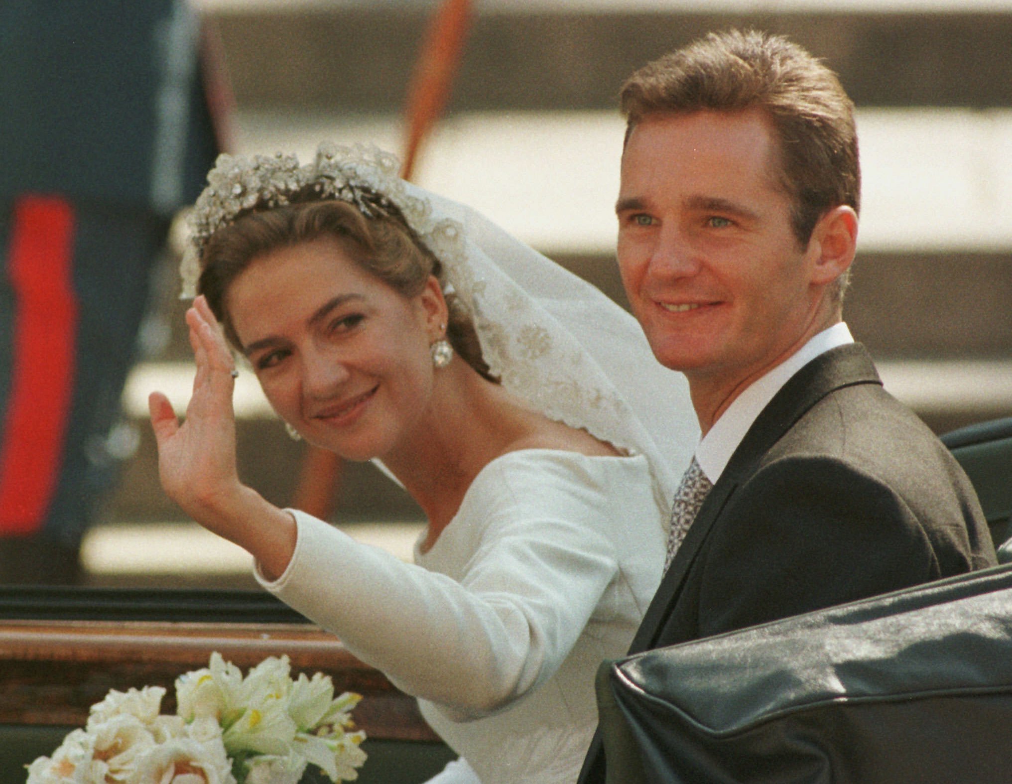 La Infanta Cristina e Iñaki Urdangarin el día de su boda, el 4 de octubre de 1997.