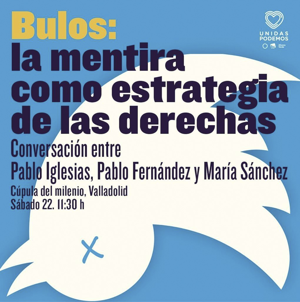 Cartel de un acto de Unidas Podemos en el que participa Pablo Iglesias.