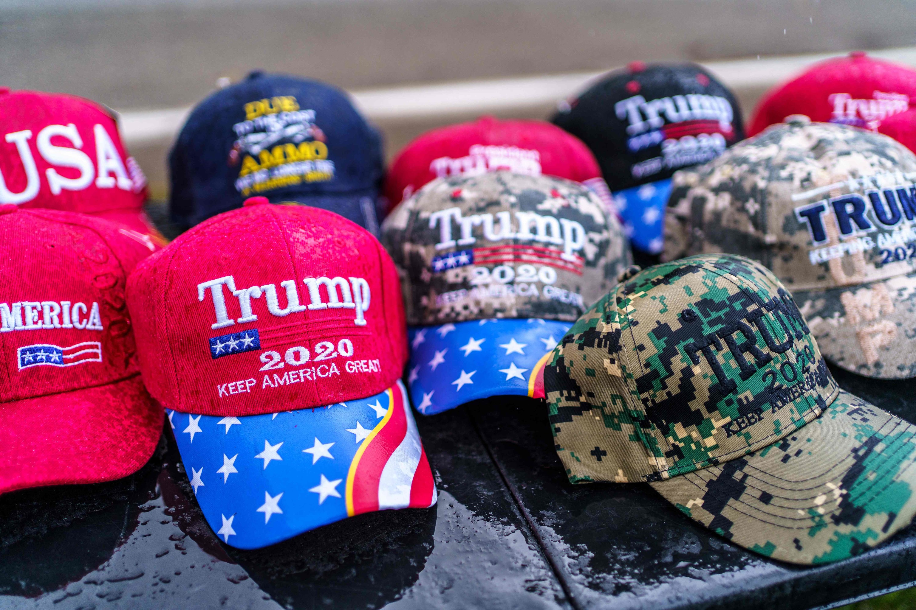 Merchandising in support of former US President Donald Trump.