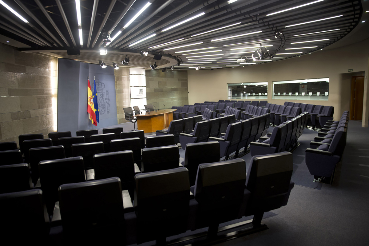 Sala de prensa de La Moncloa.