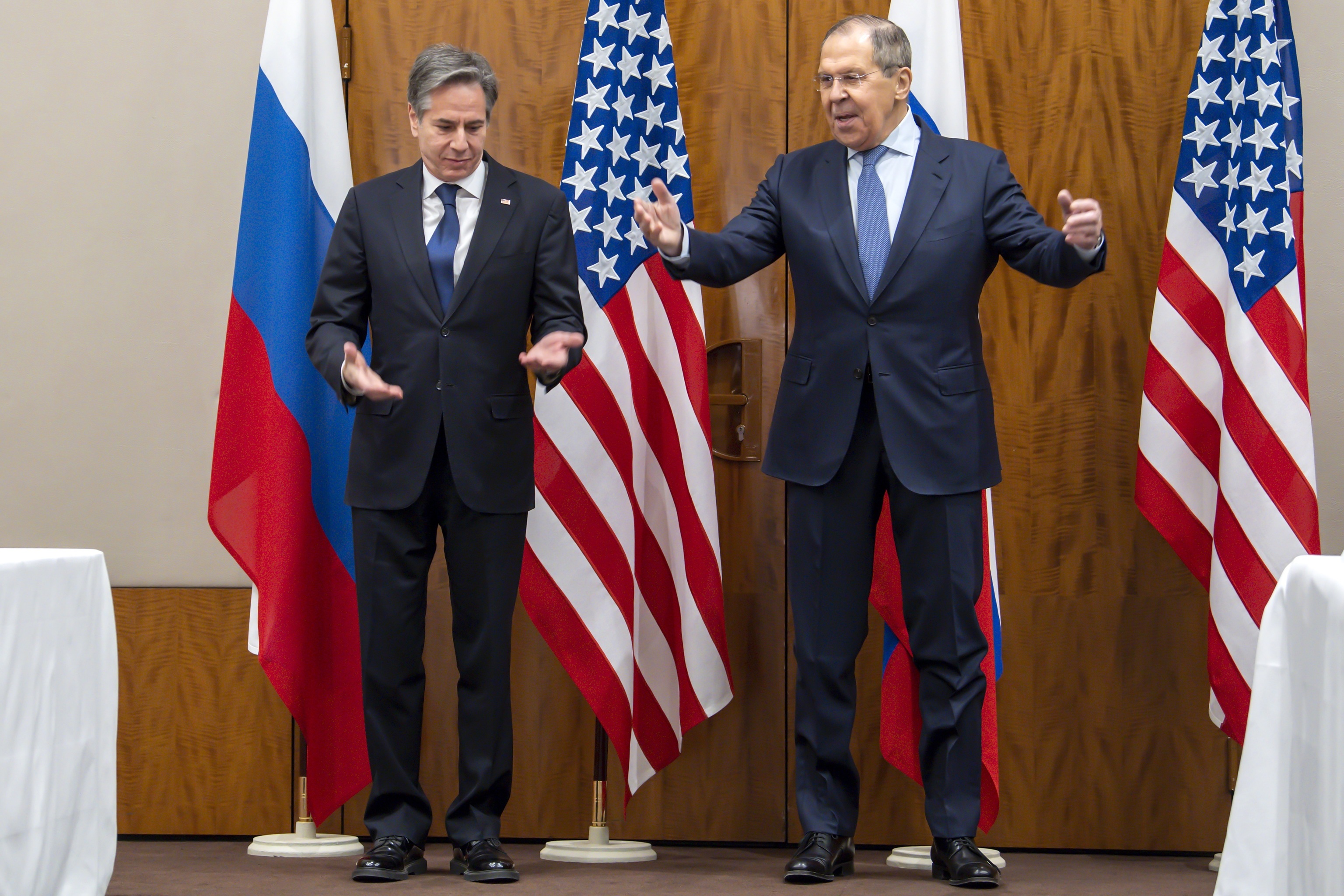 El Secretario de Estado EEUU, Antony Blinken, y el ministro de Relaciones Exteriores de Rusia, Serguei Lavrov.