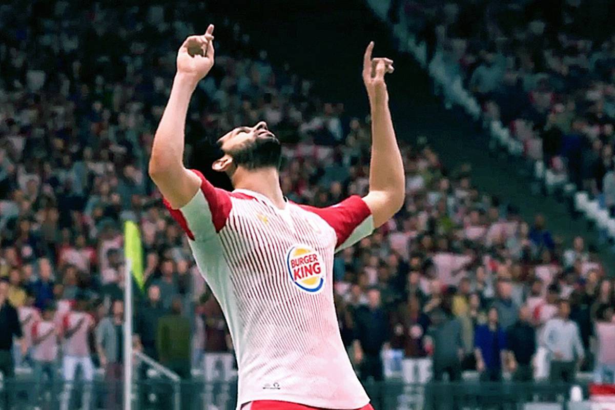 Avatar del jugador de fútbol Salah en el videojuego donde se desarrolló la campaña 'Stevenage Challenge', de la agencia David para Burger King.