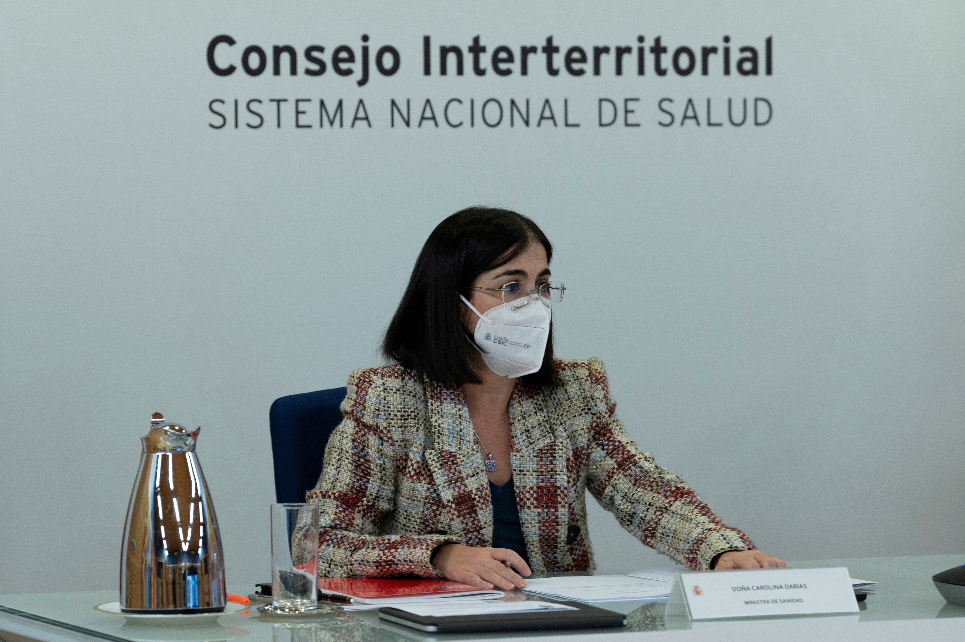 Carolina Darias, durante la reunión del Consejo Interterritorial, este miércoles en Madrid.