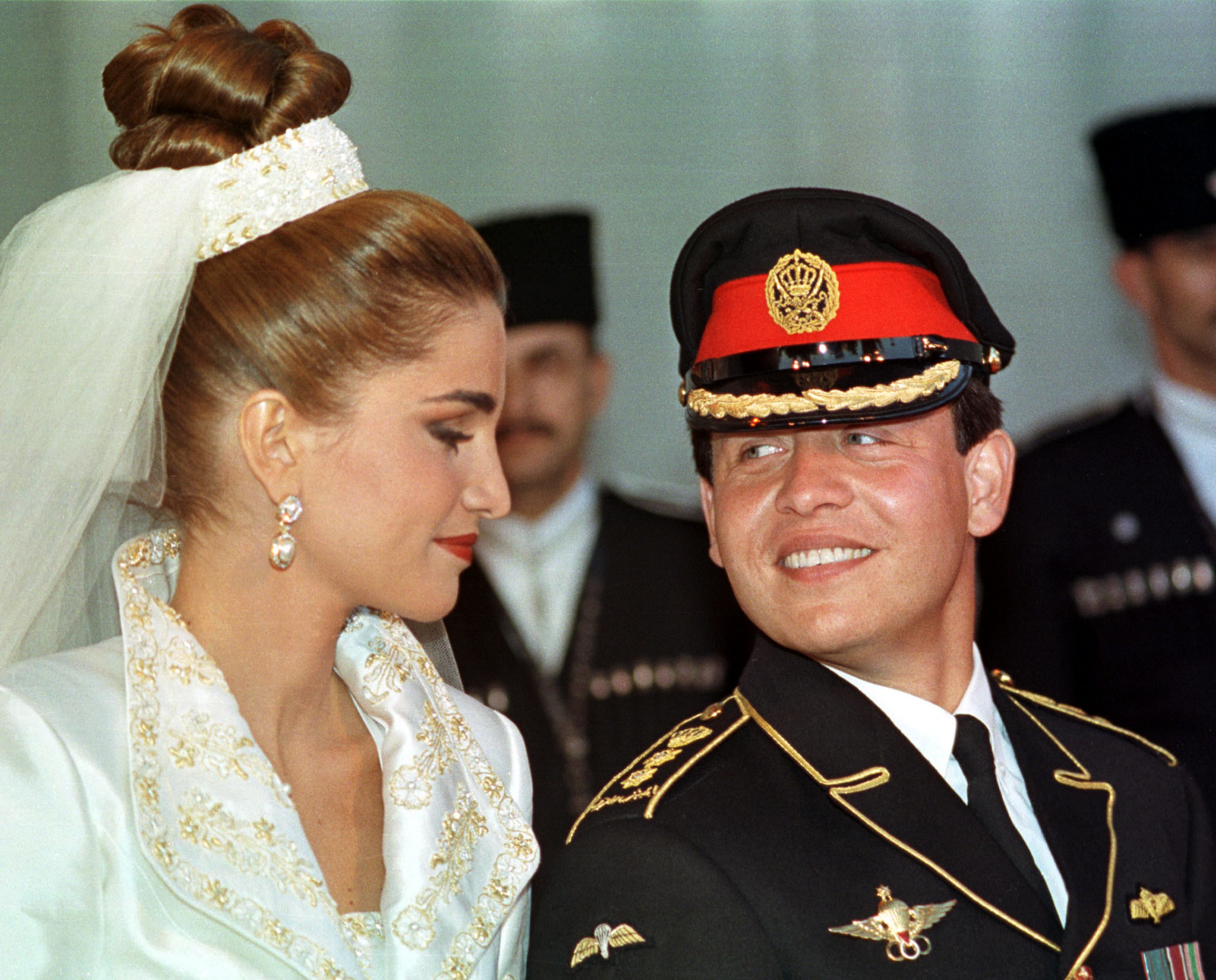 Rania y el rey Abdal, el da de su boda, en 1993.