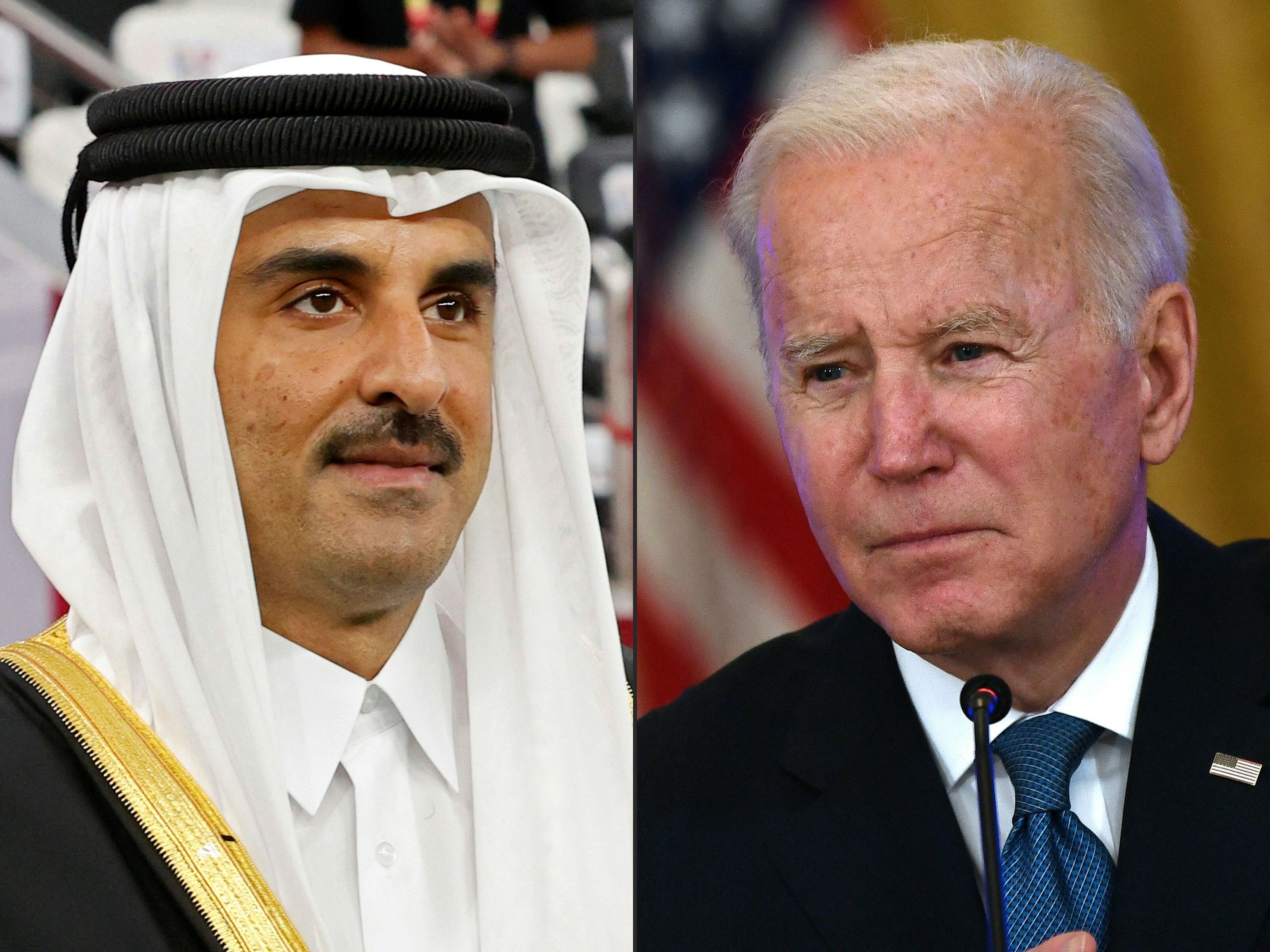 Combo del emir de Qatar,  el jeque Tamim bin Hamad al-Thani, y el presidente de EEUU, Joe Biden.