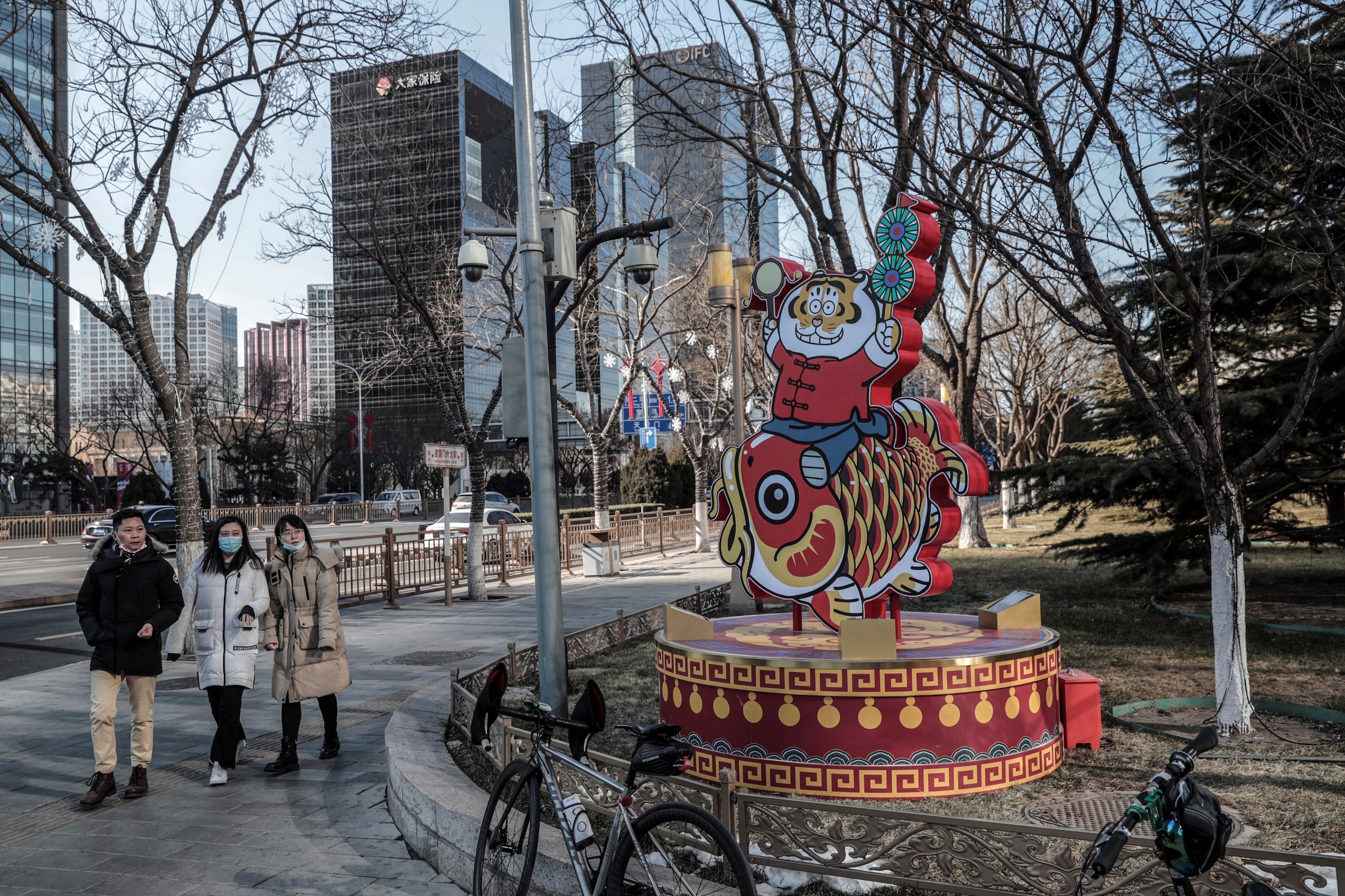 Una escultura de Tigre de Agua, en un parque de Pekín como parte de las celebraciones del Año Nuevo chino