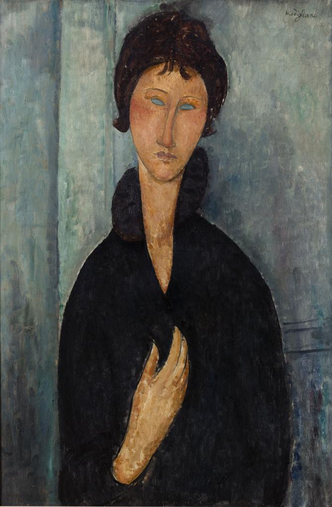 Detalle de 'La mujer de ojos azules' de Modigliani, un prstamo excepcional.