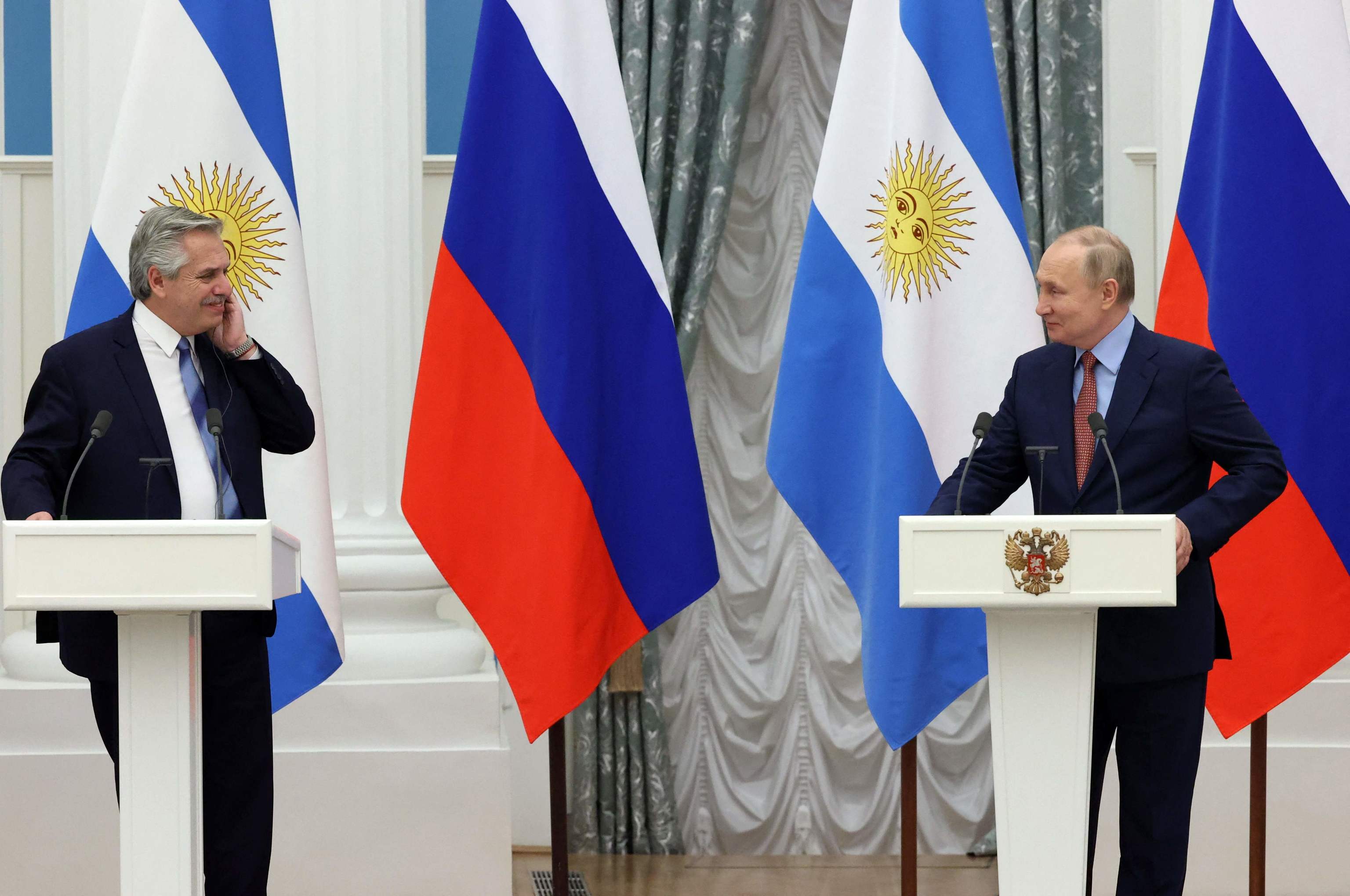 Alberto Fernández y Vladimir Putin, en el Kremlin.