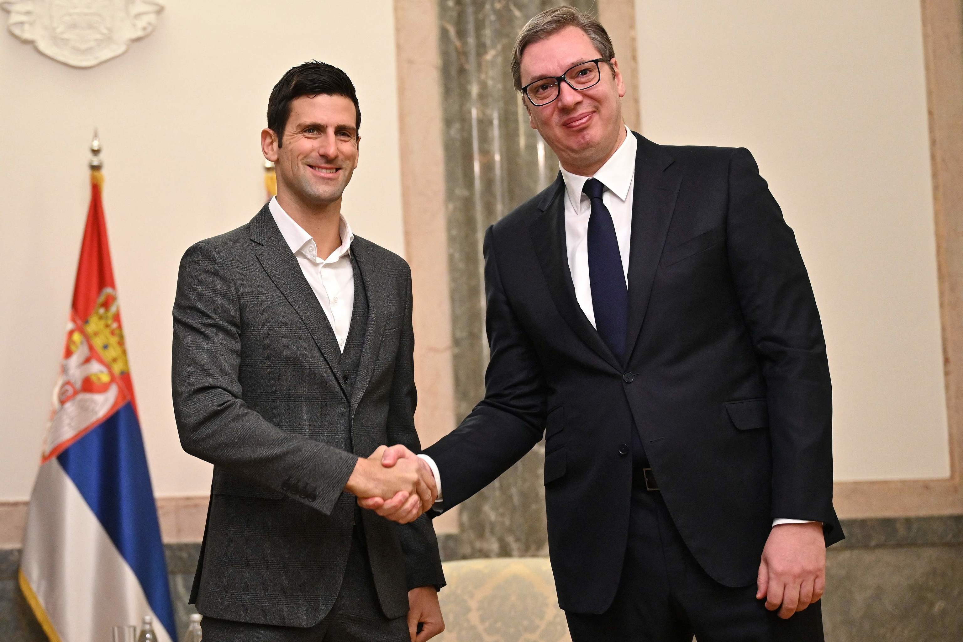 Novak Djokovic, con el presidente de Serbia, Aleksandar Vucic.