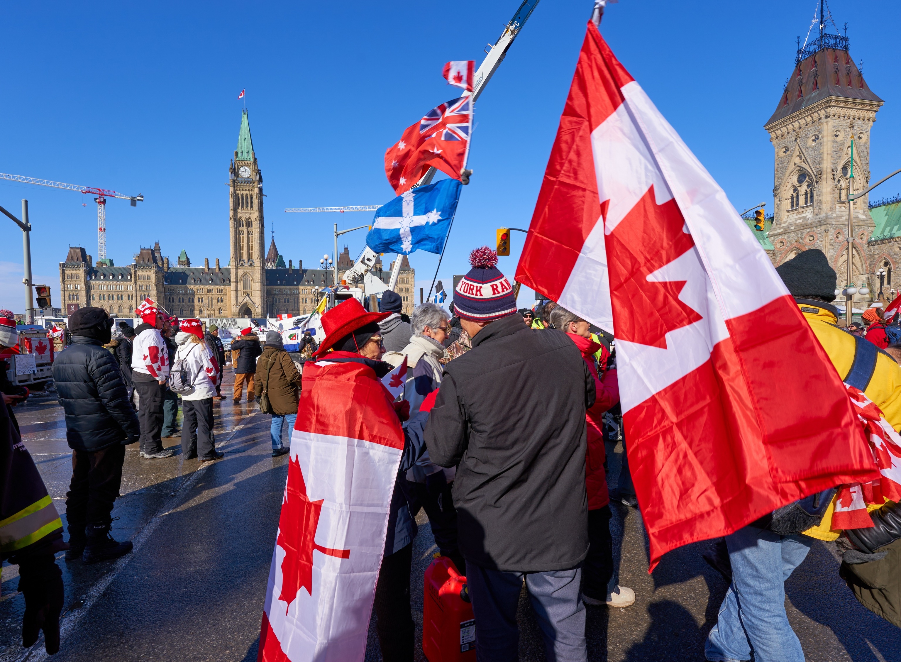 Protesta contra las restricciones del Covid-19 en Ottawa.