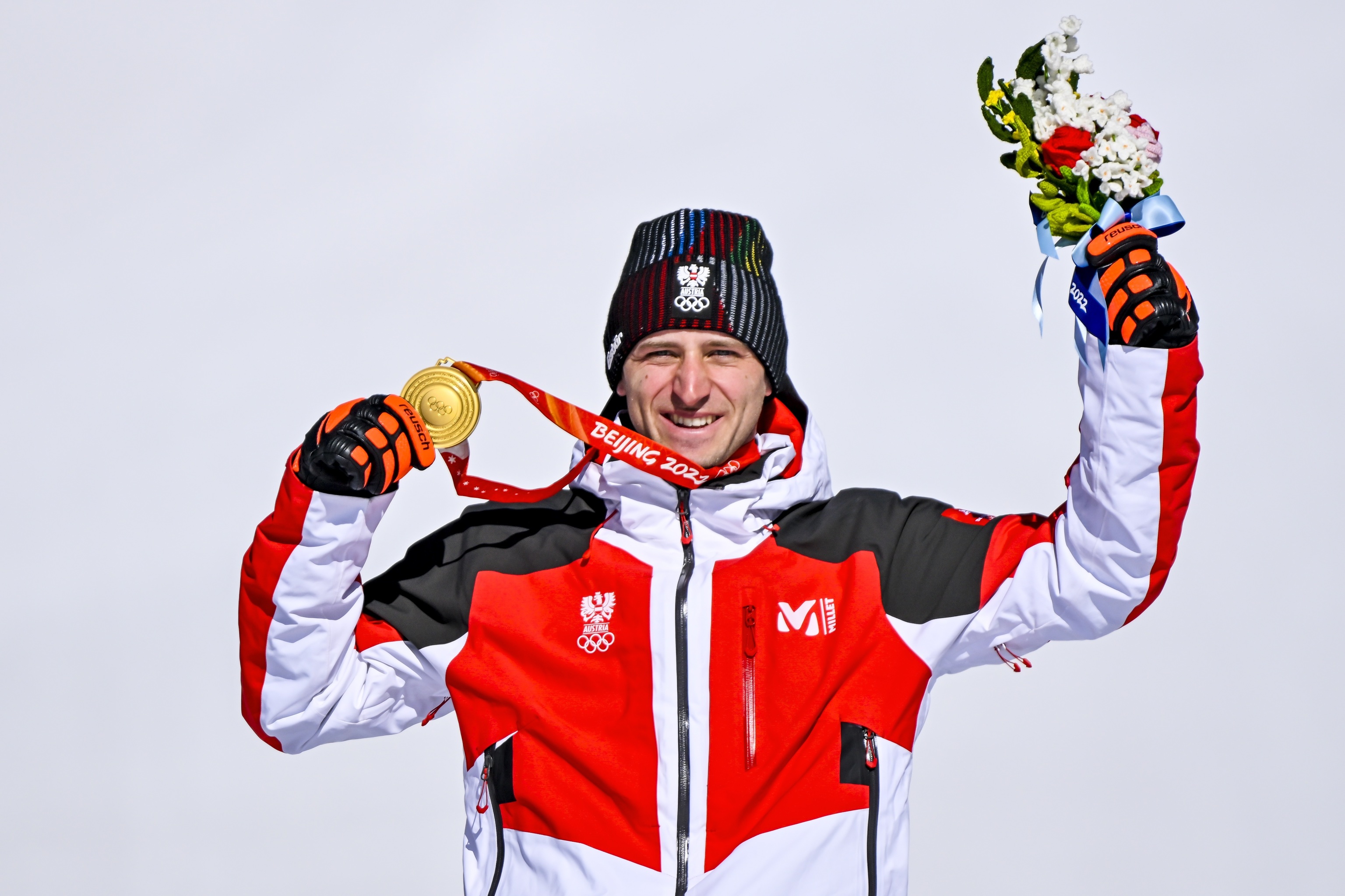 Matthias Mayer, con la medalla de oro en el supergigante.