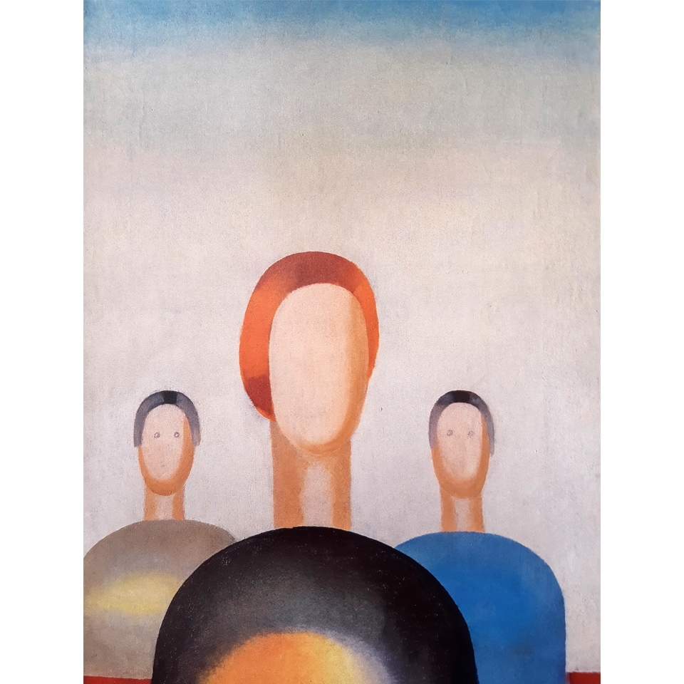 Detalle del cuadro 'Las tres figuras', de Anna Leporskaia, con los ojos pintados.