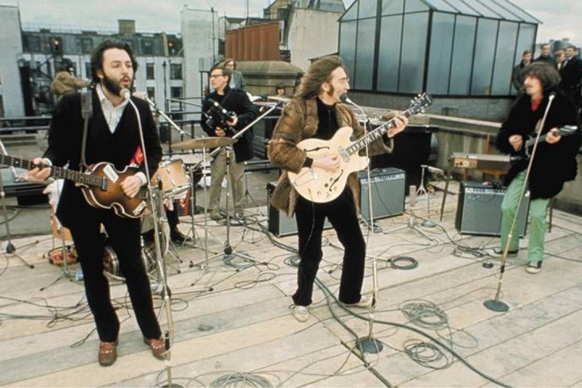 The Beatles durante su ltima actuacin, el 30 de enero de 1969.