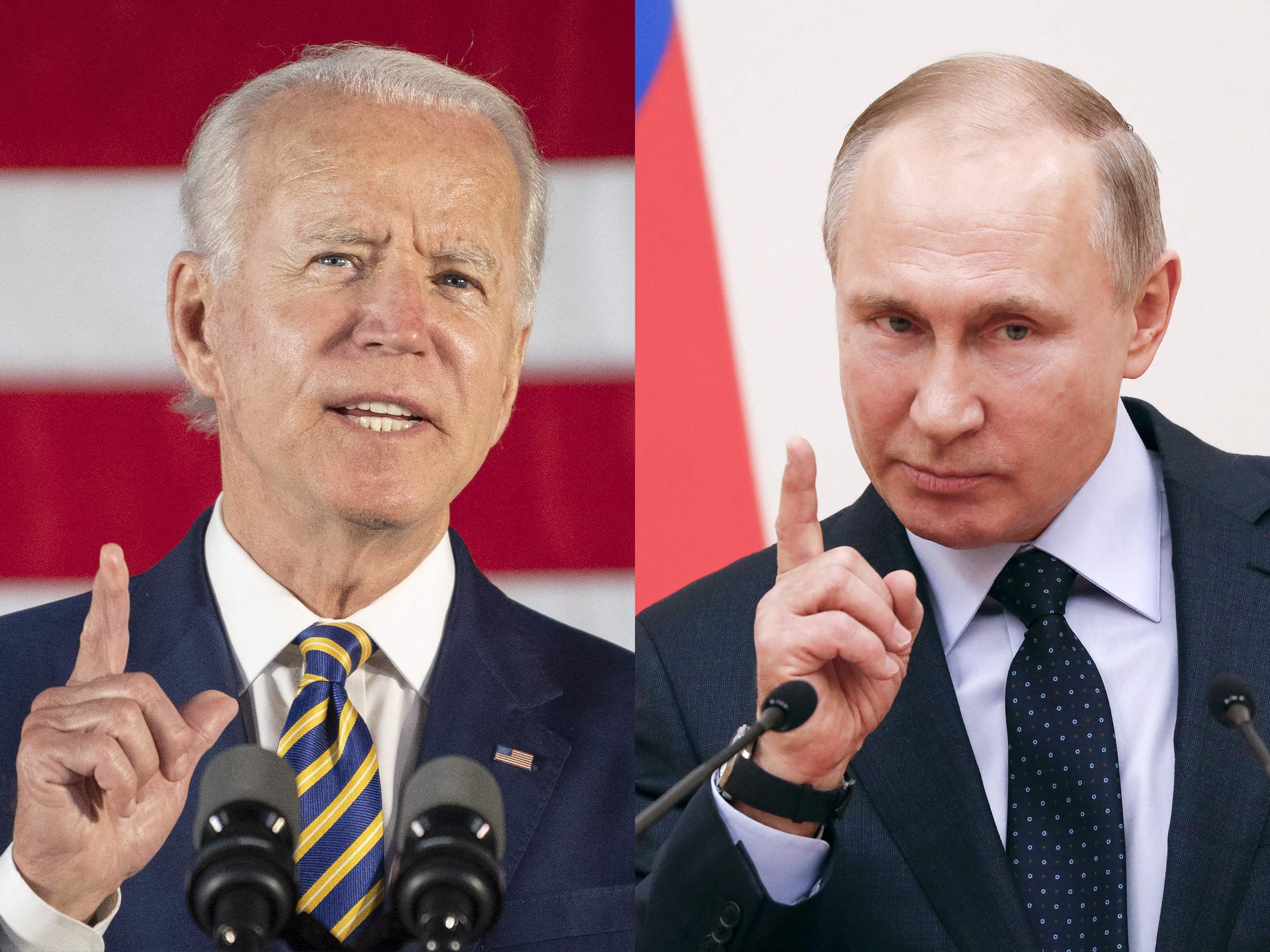 Joe Biden y Vladimir Putin, en dos imágenes de archivo.