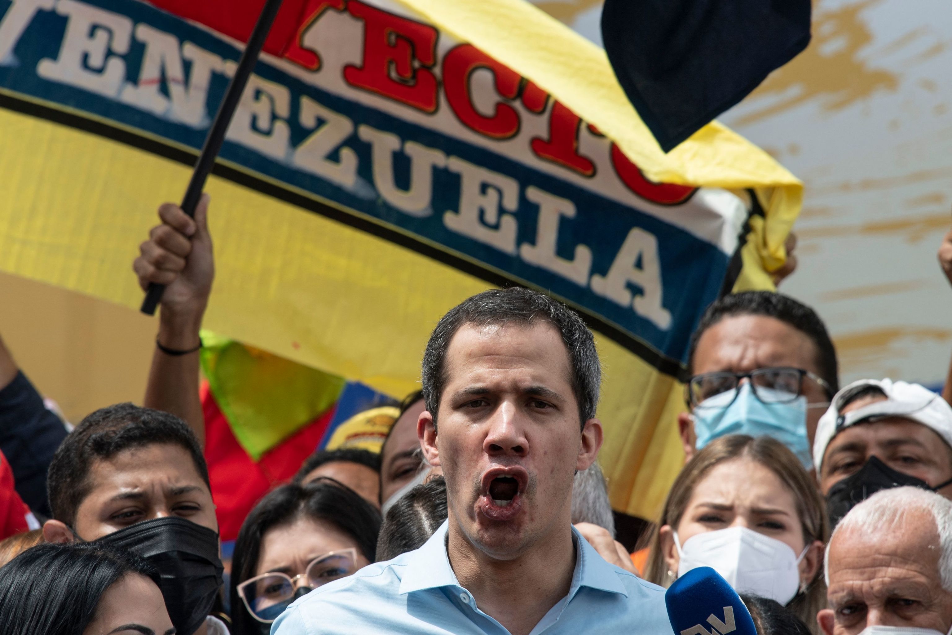 Juan Guaid, en una manifestacin opositora en Caracas.