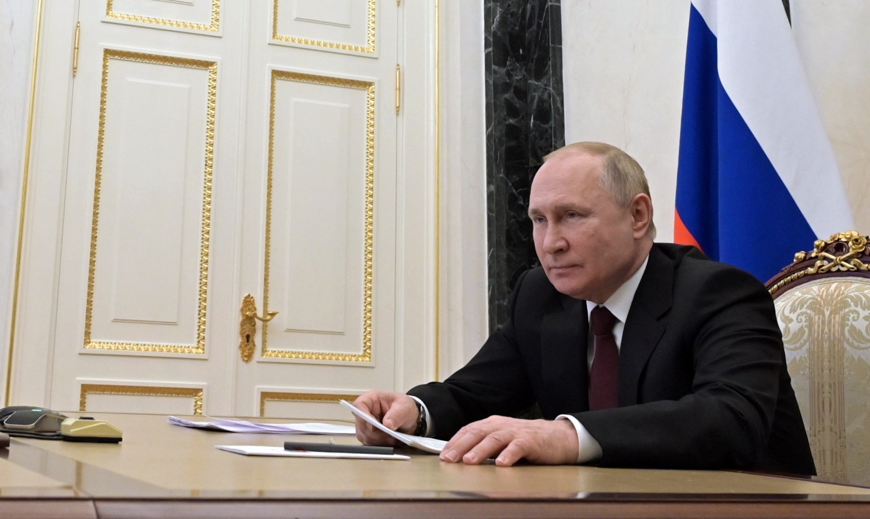 El presidente ruso, Vladimir Putin, durante una videoconferencia, hoy, en Mosc.
