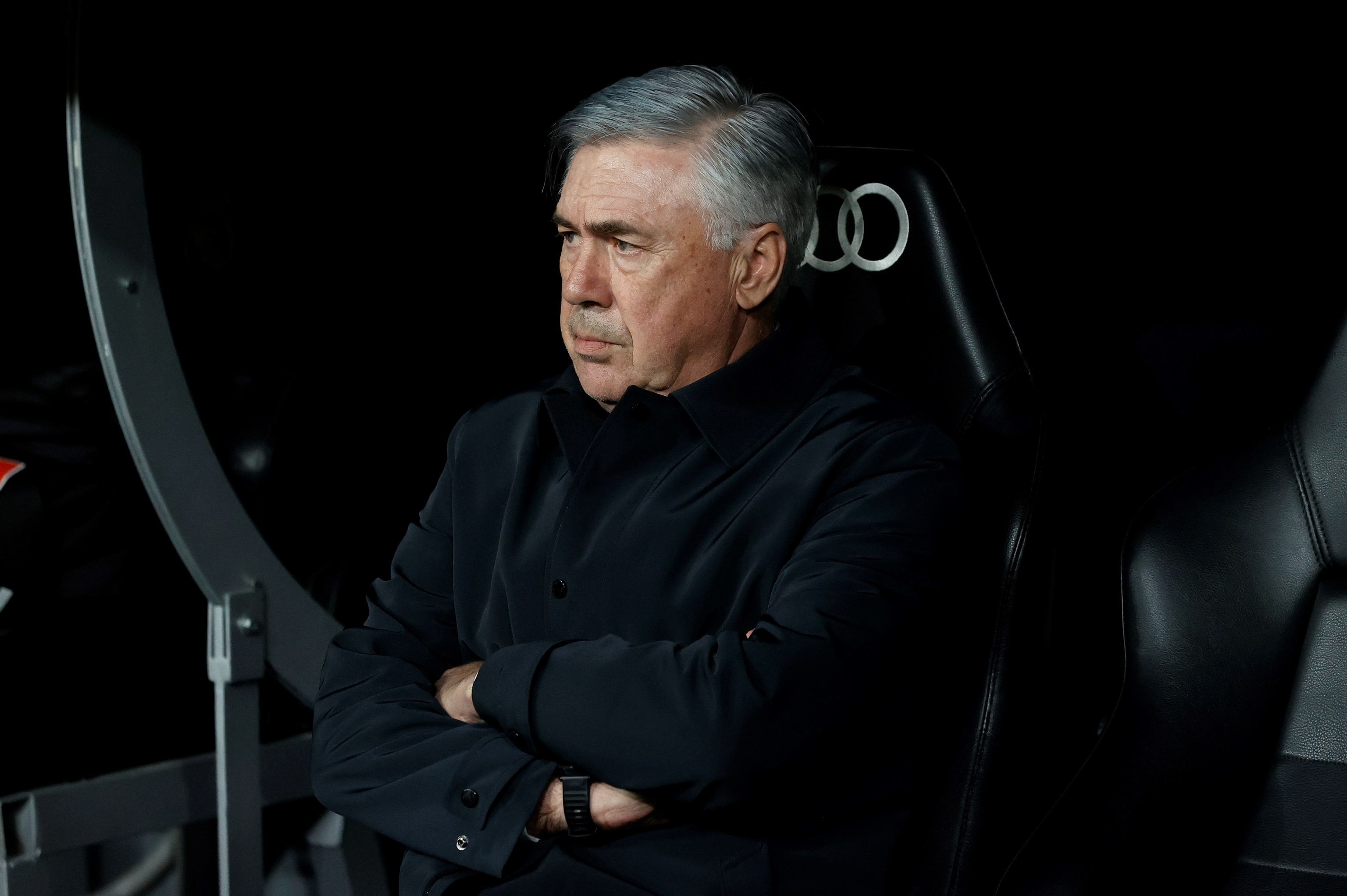Ancelotti, en el banquillo del Madrid.