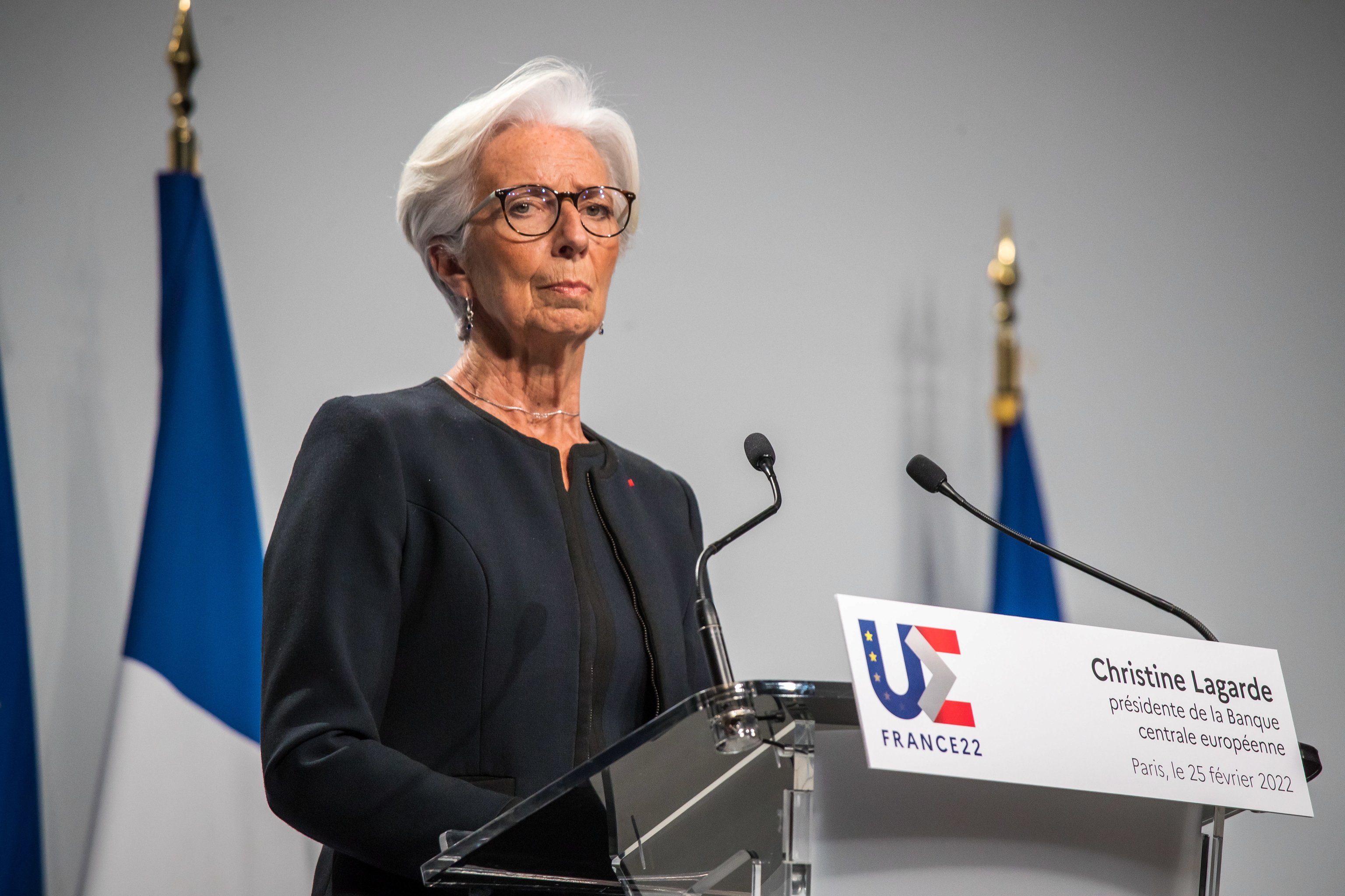 Christine Lagarde, presidenta del BCE, este viernes en Pars.