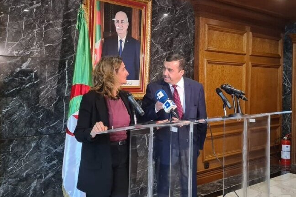 La vicepresidenta tercera, Teresa Ribera, y el ministro de Energía de Argelia, Mohamed Arkab, el pasado octubre en Argel.