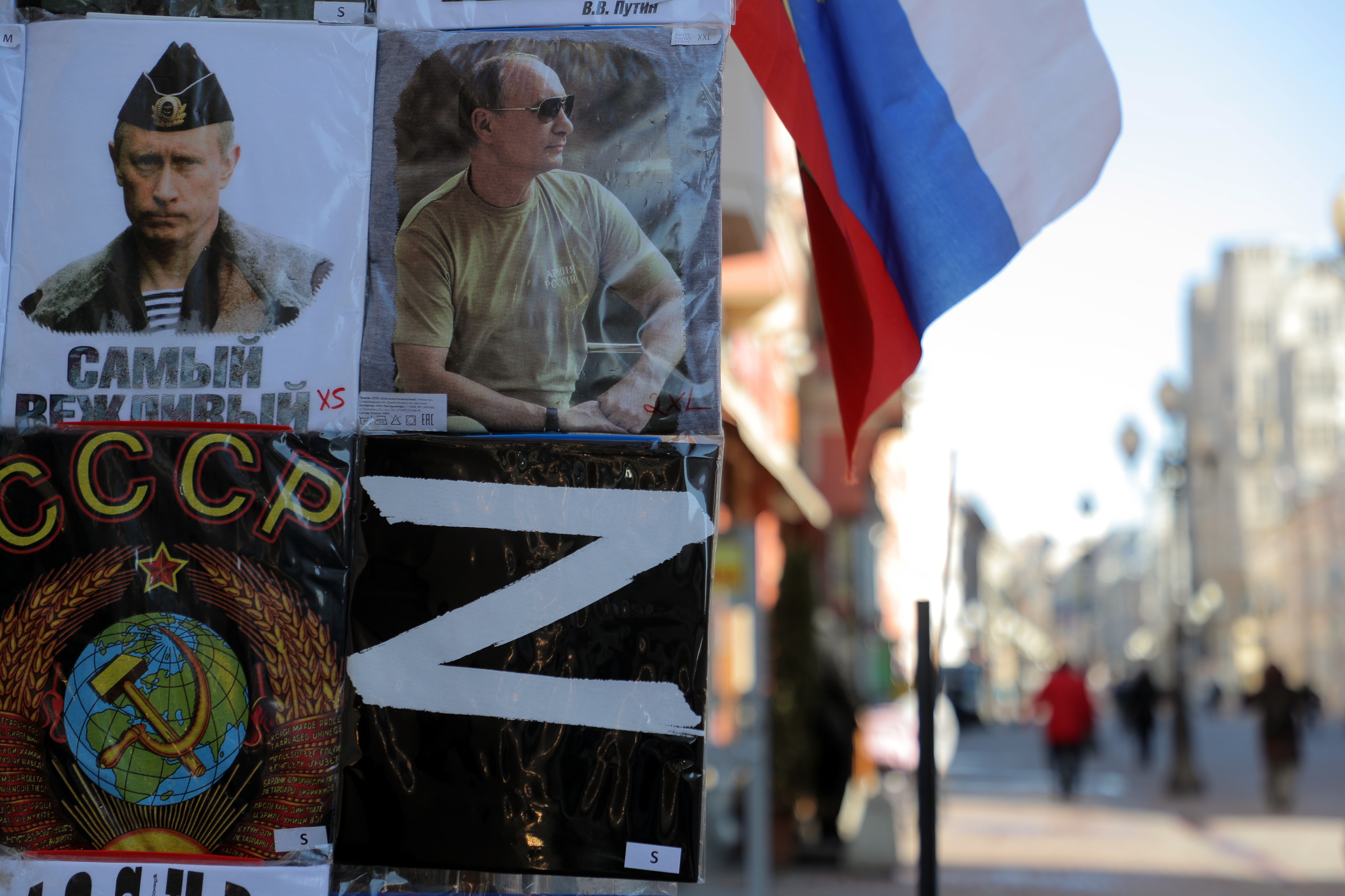 Camisetas con la cara de Putin, este mircoles, en Mosc.