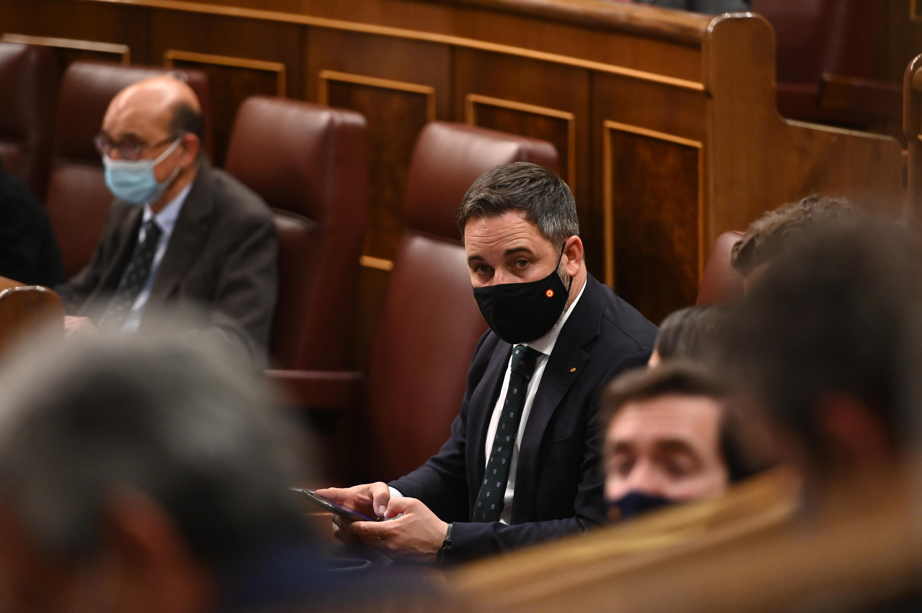 Santiago Abascal, en un pleno en el Congreso de los Diputados.