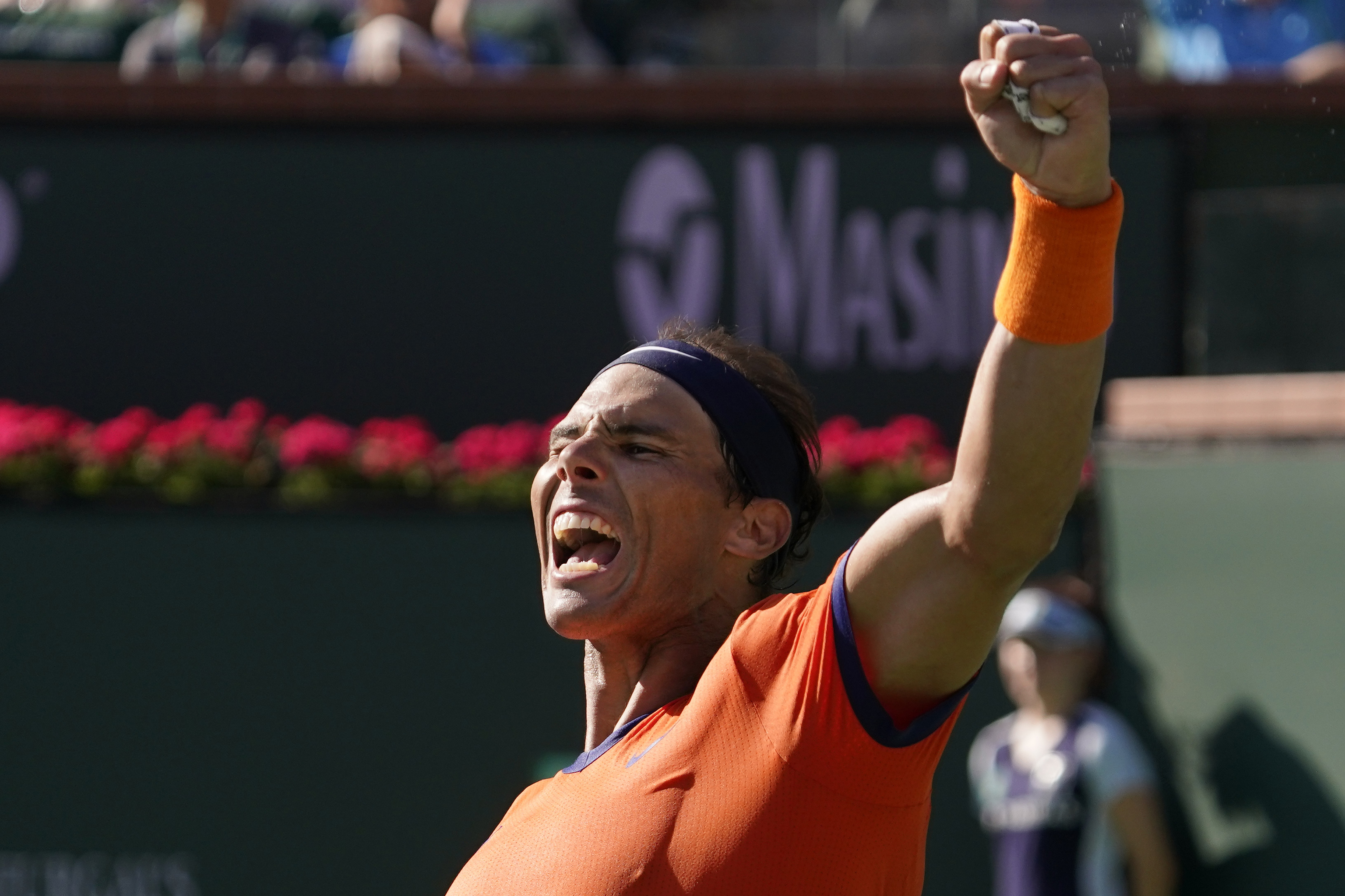 Rafa Nadal celebra su victoria en Indian Wells.