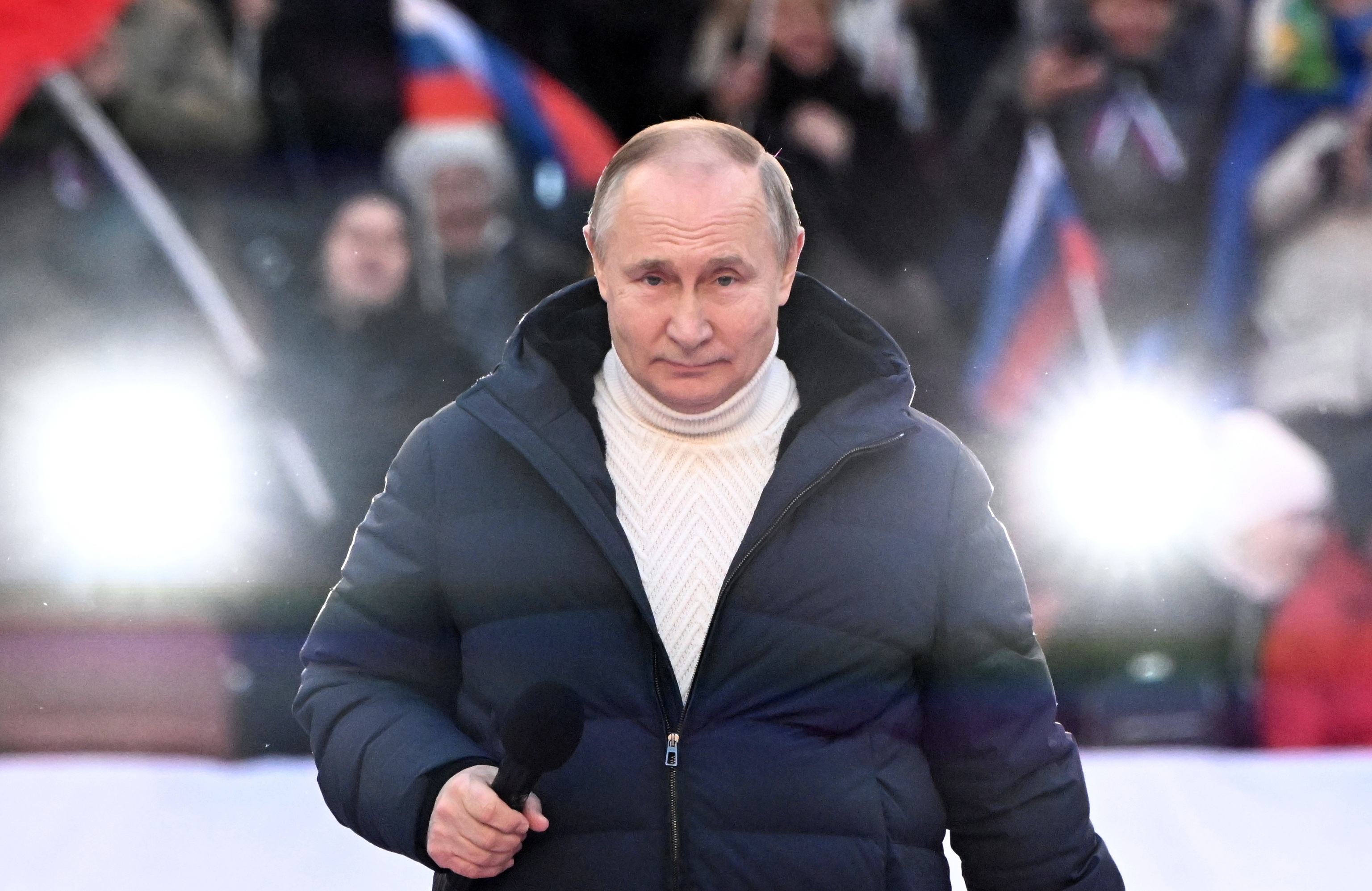 Putin en el acto celebrado en el estadio Luzhniki.