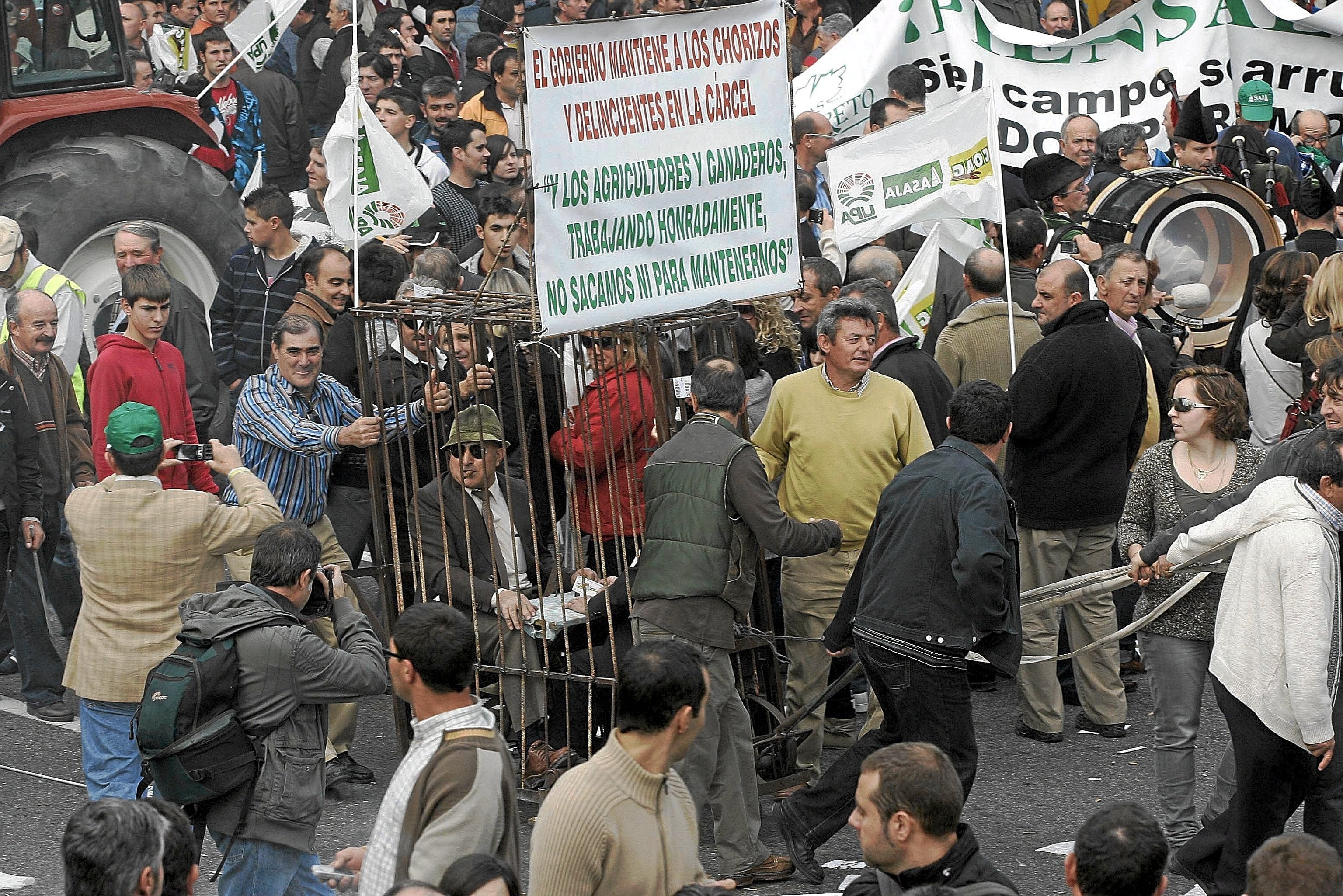 Gran manifestacin de agricultores y ganaderos, en 2009.