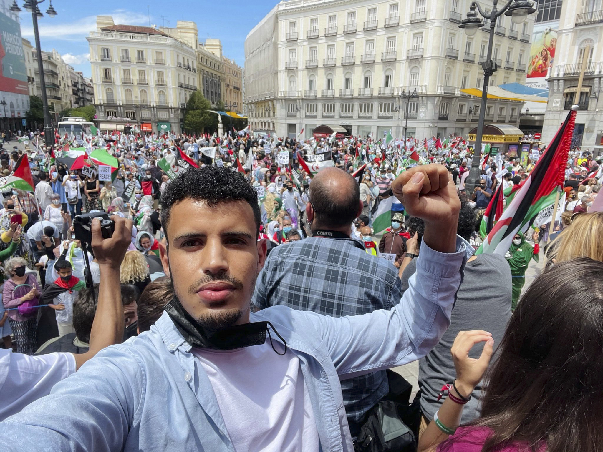 Taleb Alisalem, en una manifestación prosaharaui en Madrid.