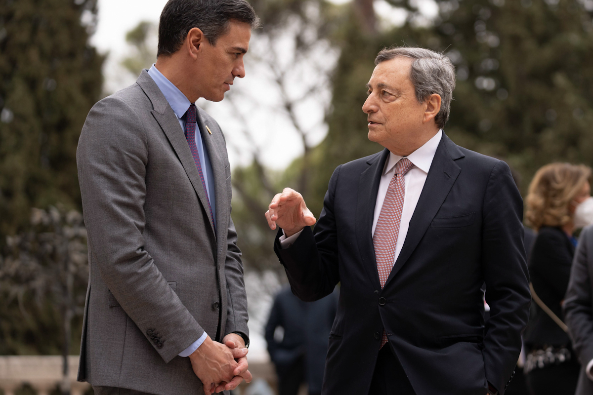 Mario Draghi y Pedro Sánchez, durante un encuentro en Roma el pasado día 18.