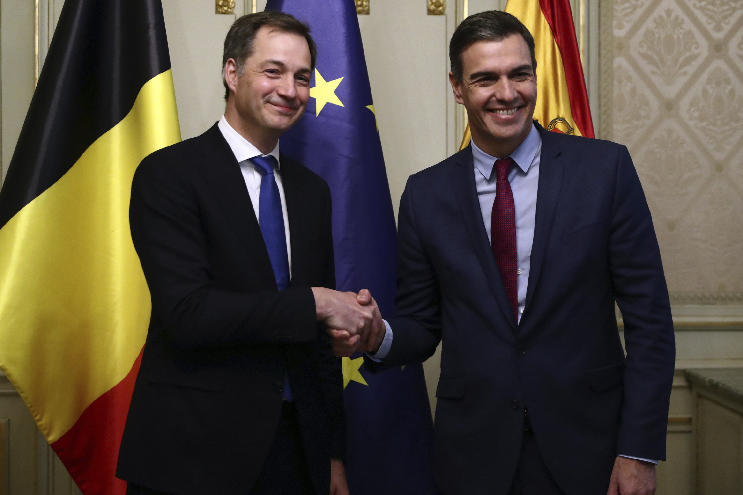 Pedro Snchez y el primer ministro belga, Alexander De Croo, el lunes, en Bruselas.