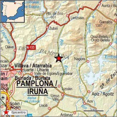 Un temblor de 2,5 grados se deja sentir en la comarca de Pamplona