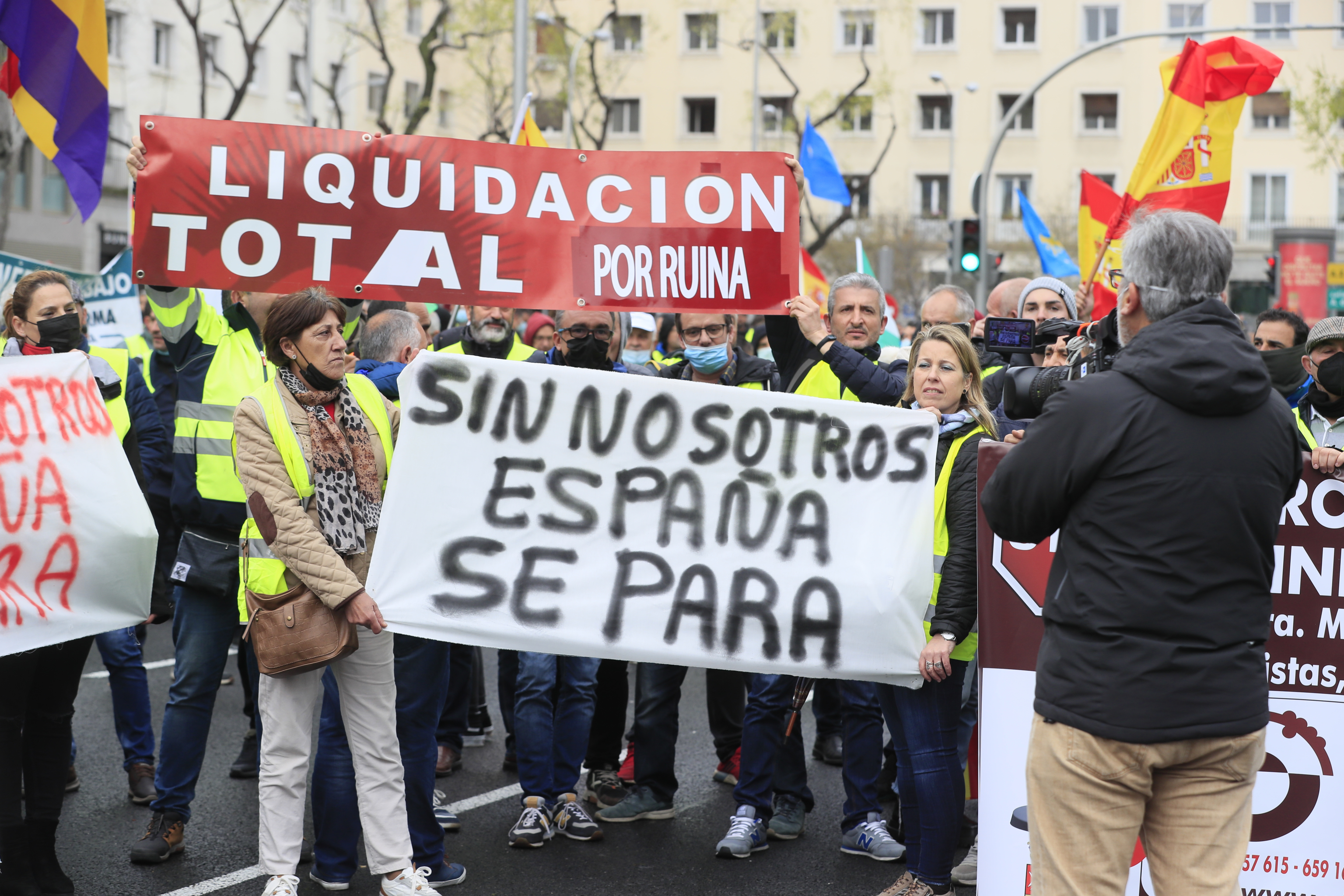 Protestas de los huelguistas en Madrid.