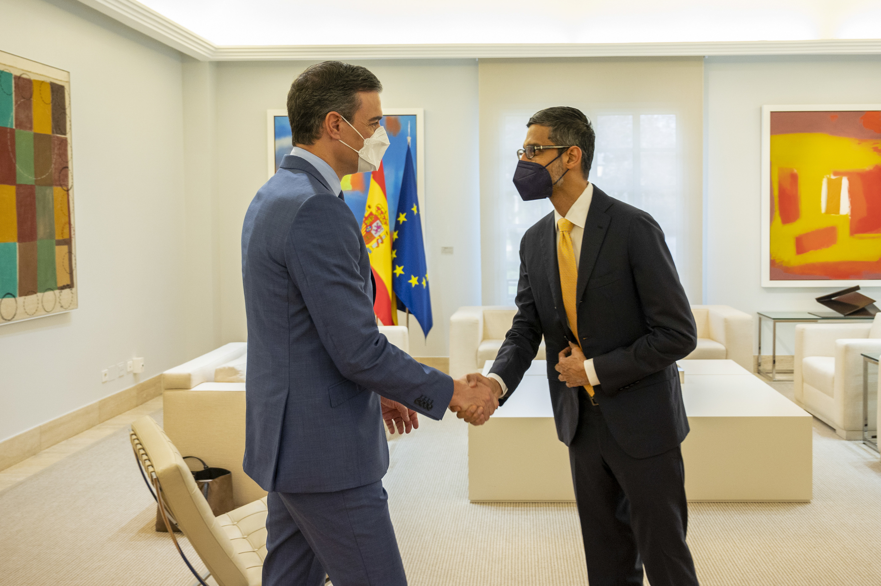 Pedro Sánchez y el CEO de Google, Sundar Pichai.