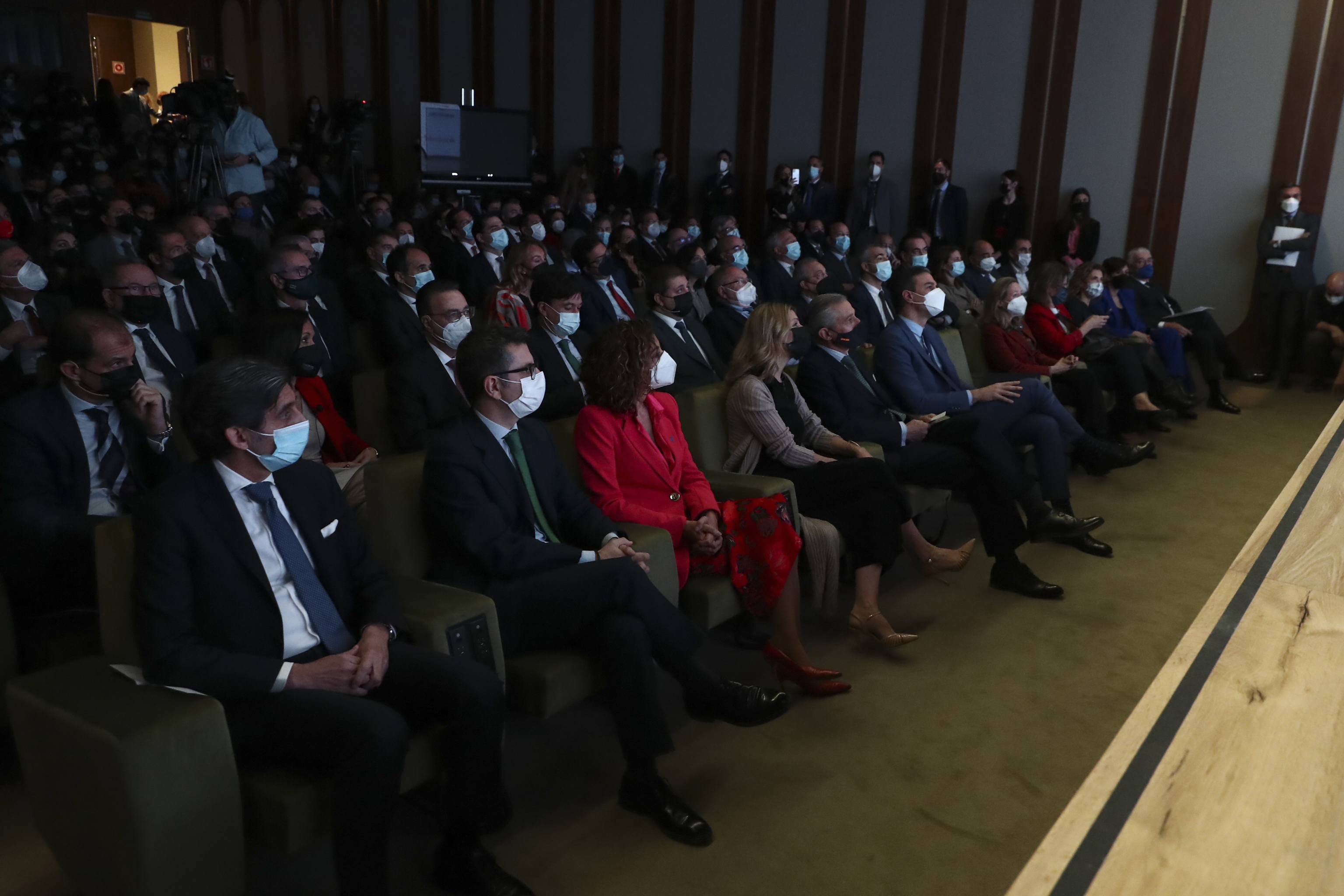 Imagen del auditorio para la intervención del presidente del Gobierno, Pedro Sánchez este lunes