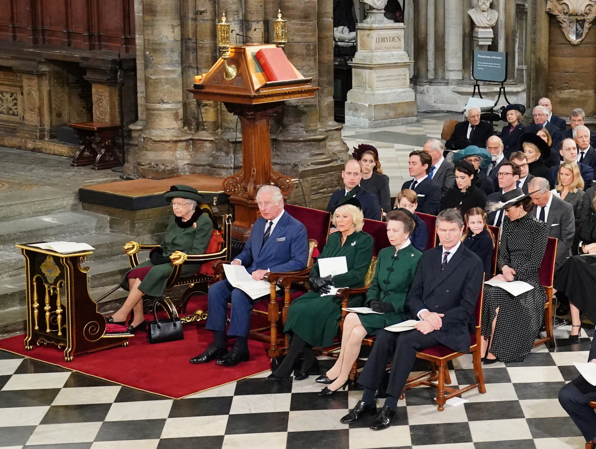 La familia británica en el acto de Acción de Gracias del duque de Edimburgo