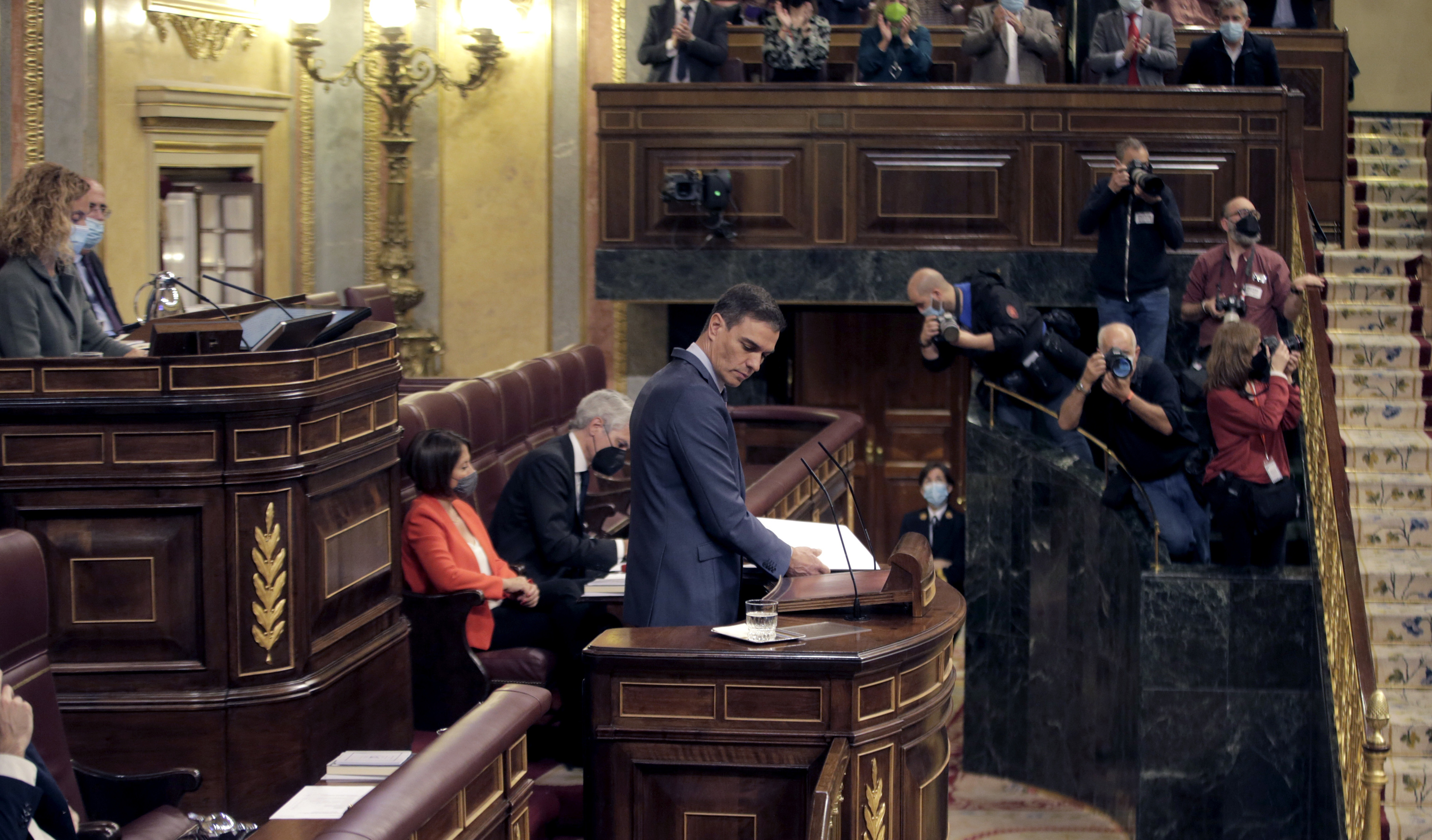 Pedro Sánchez, al término de su intervención desde la tribuna del Congreso.