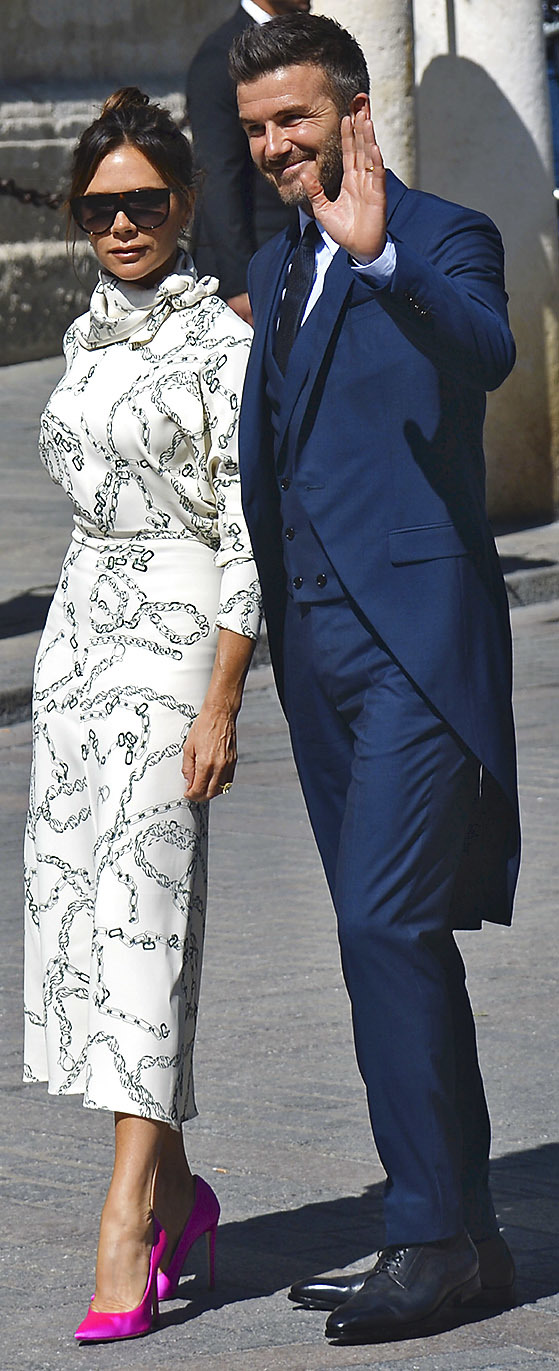 Victoria y David Beckham durante la boda de Sergio Ramos en 2019.