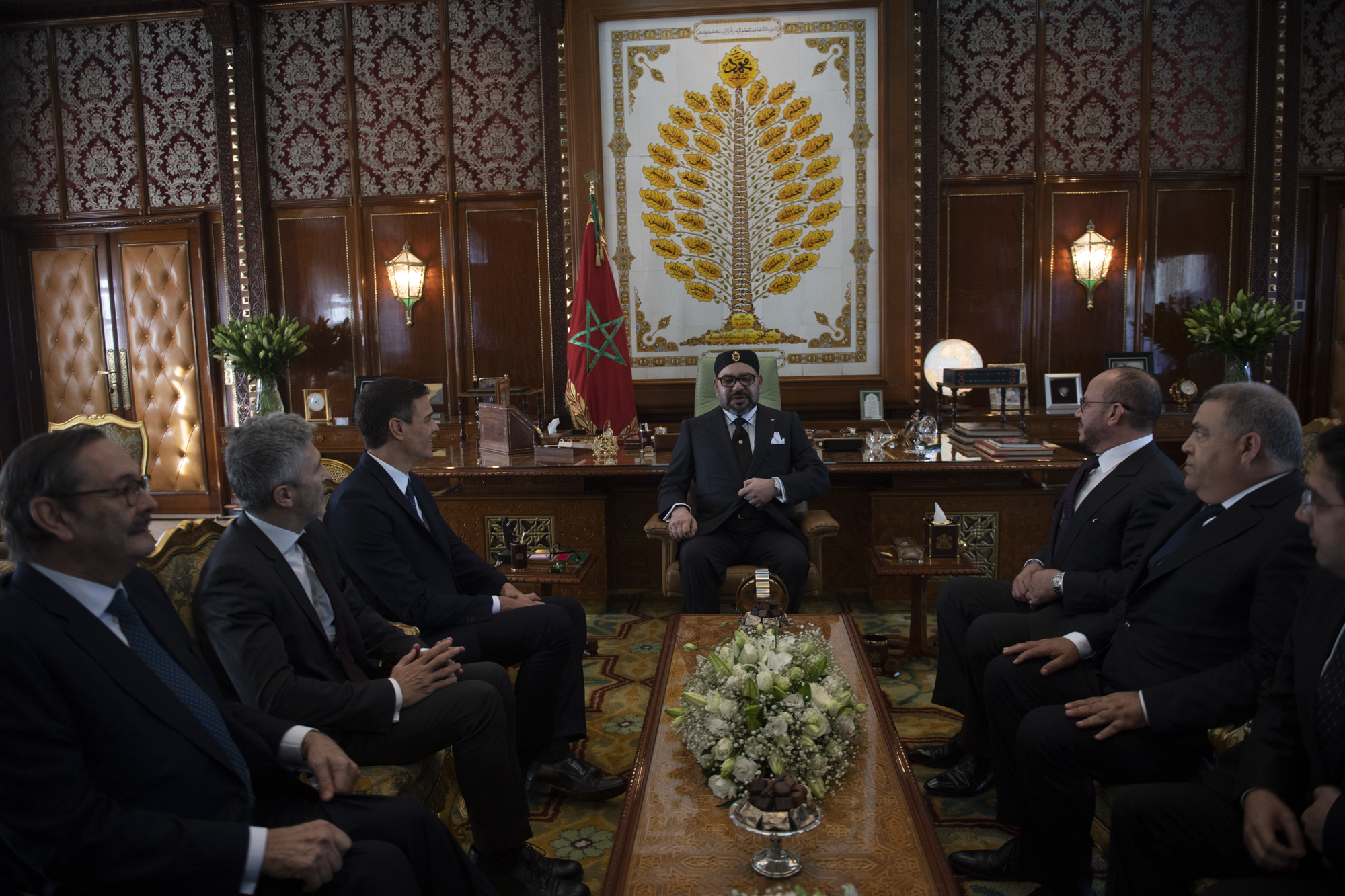 Reunin entre el gobierno espaol y el rey de Marruecos en 2018.